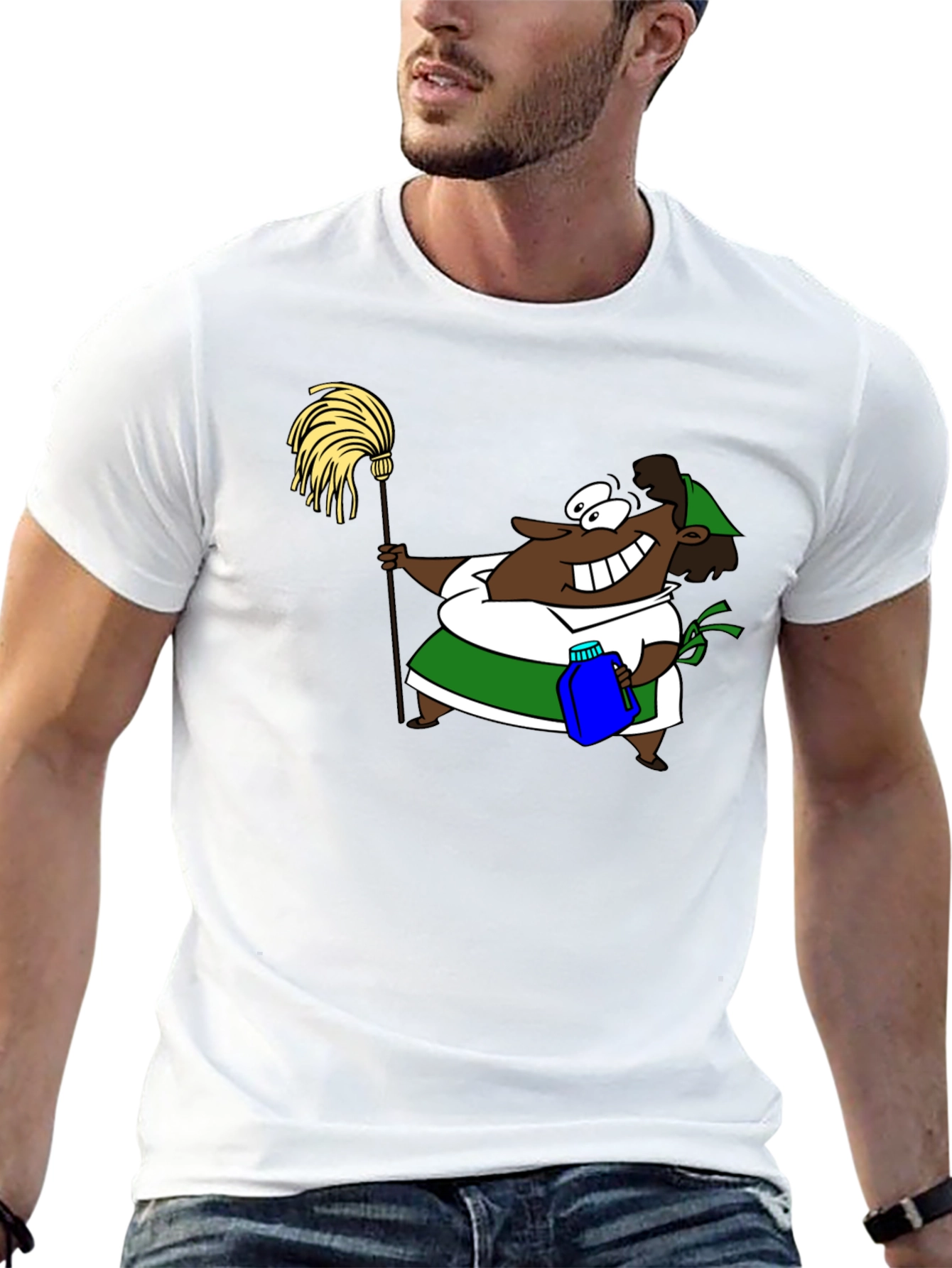 Cartoon Cleaning Lady Graphic Tee