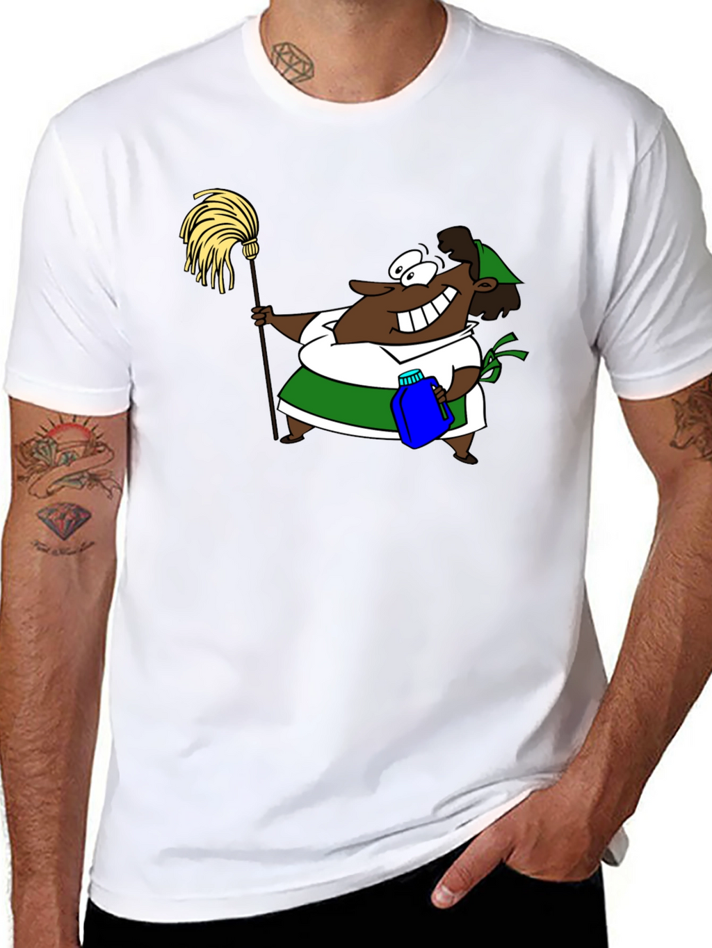 Cartoon Cleaning Lady Graphic Tee