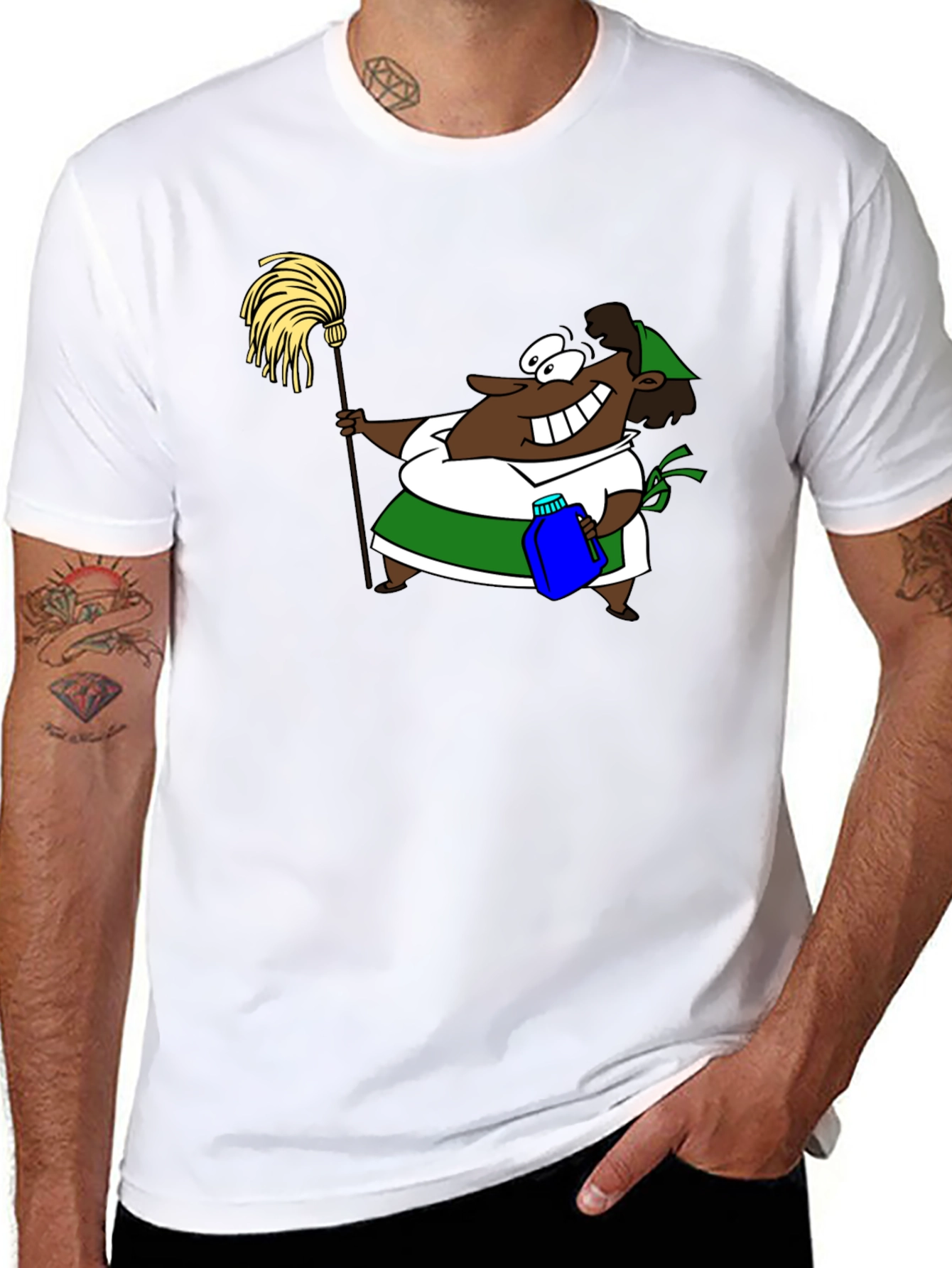 Cartoon Cleaning Lady Graphic Tee
