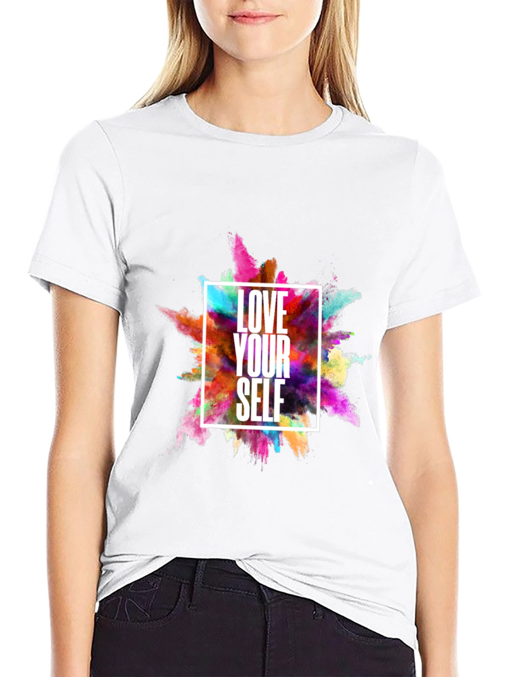 Love Yourself Graphic Print Black T-Shirt