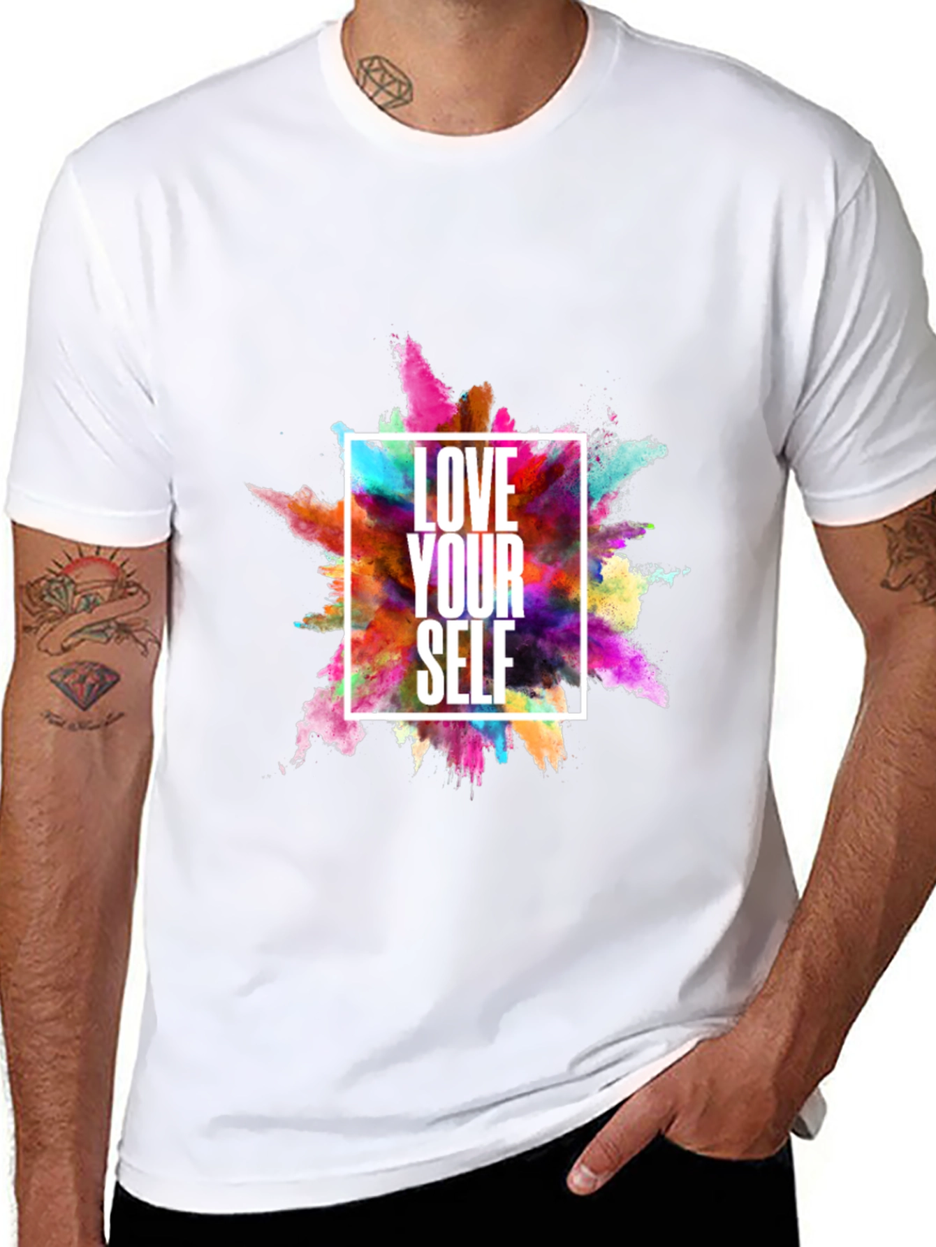 Love Yourself Graphic Print Black T-Shirt