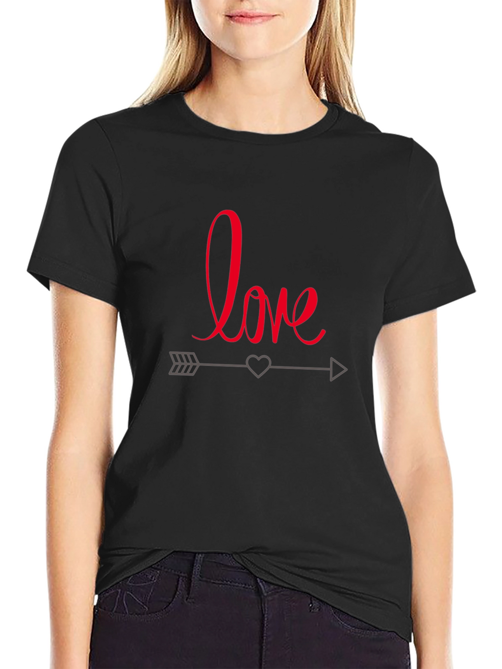 Love Arrow Graphic Tee - Casual Black T-Shirt