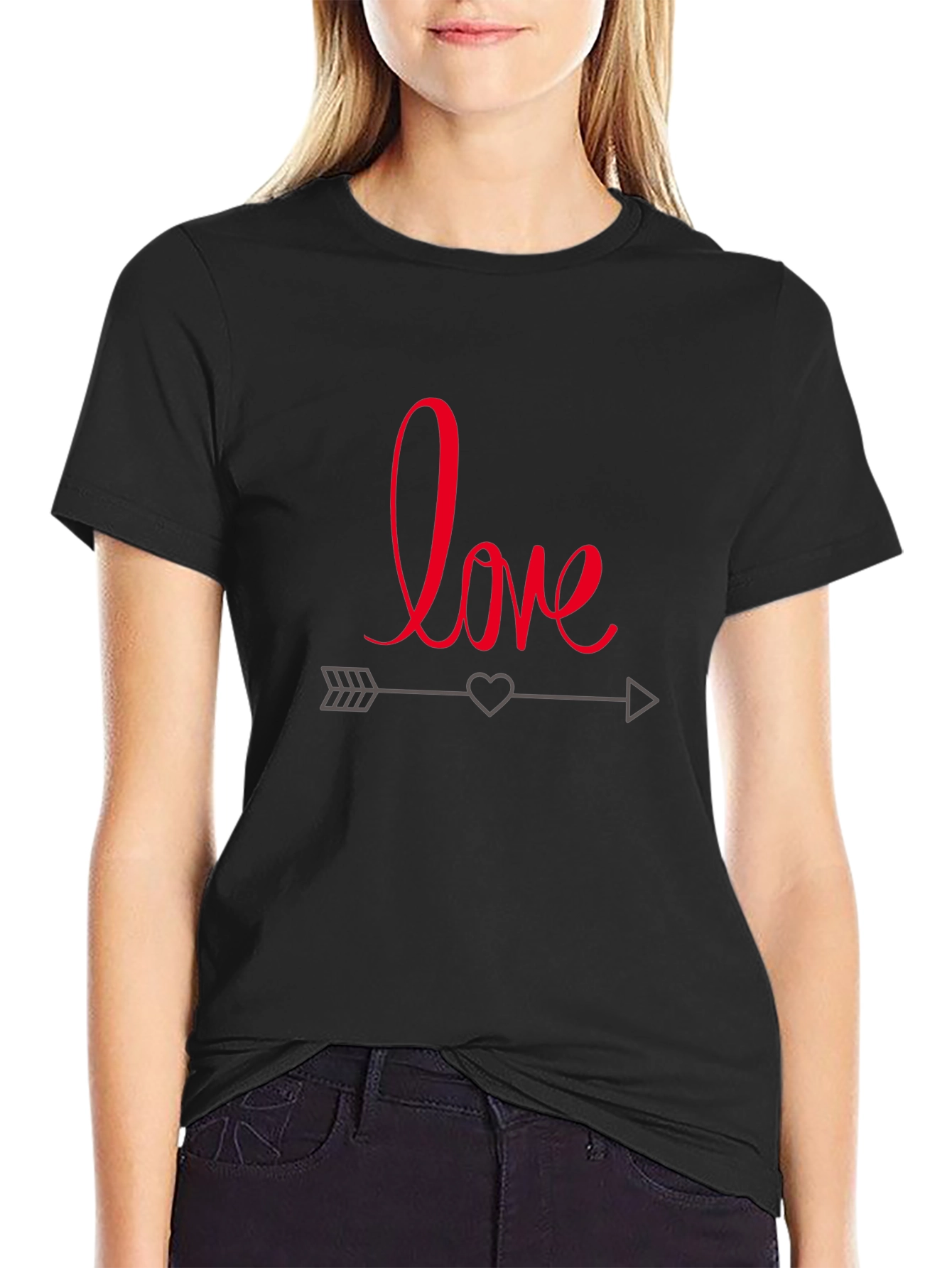 Love Arrow Graphic Tee - Casual Black T-Shirt