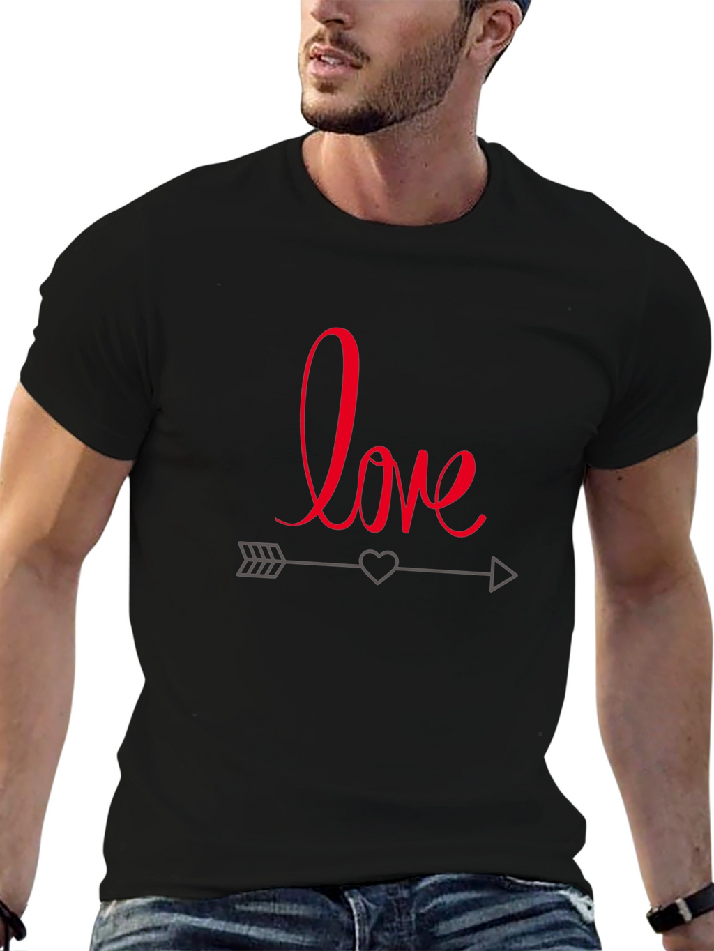 Love Arrow Graphic Tee - Casual Black T-Shirt
