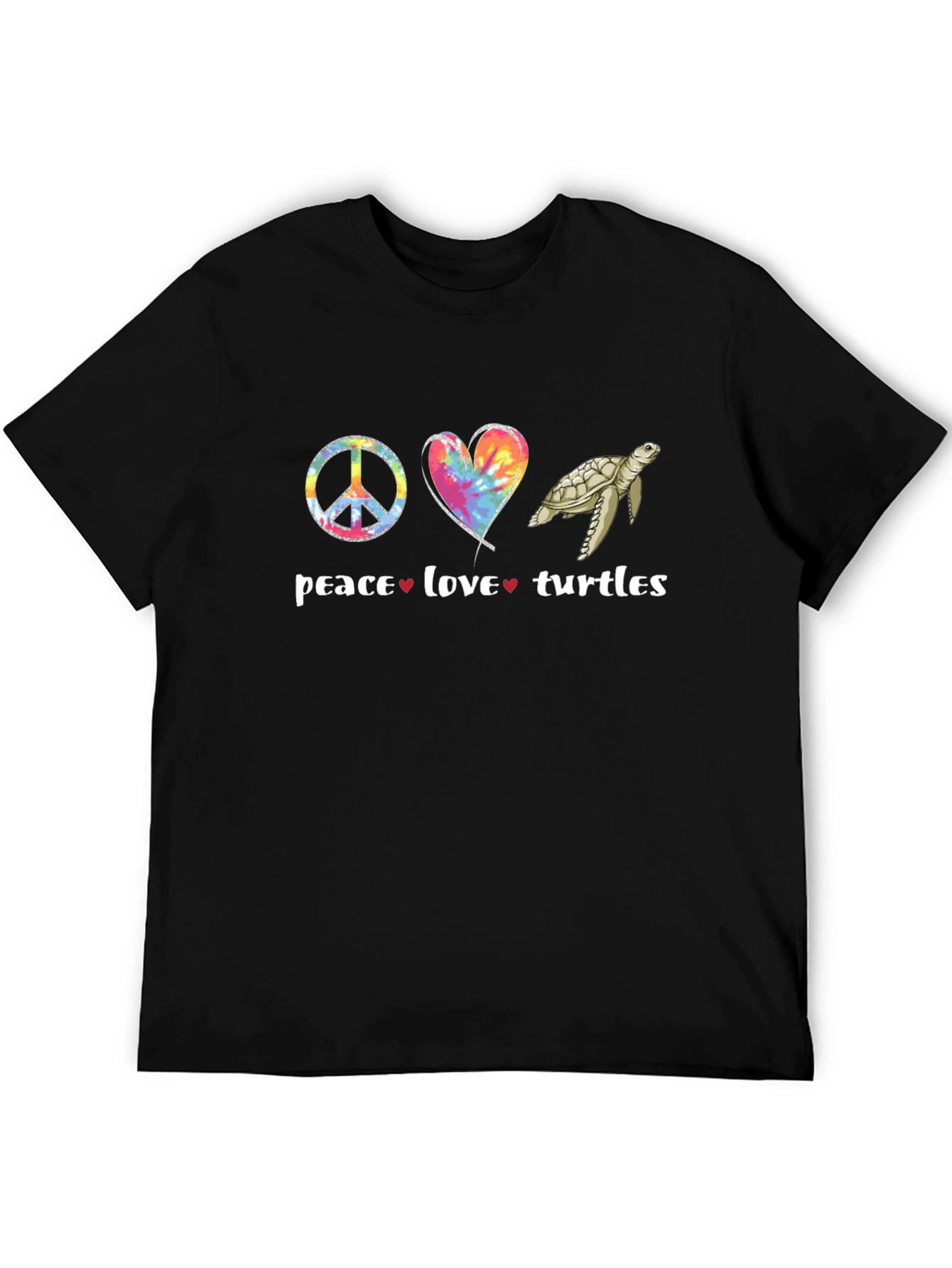 Peace Love Turtles Graphic Tee - Unisex Black T-Shirt