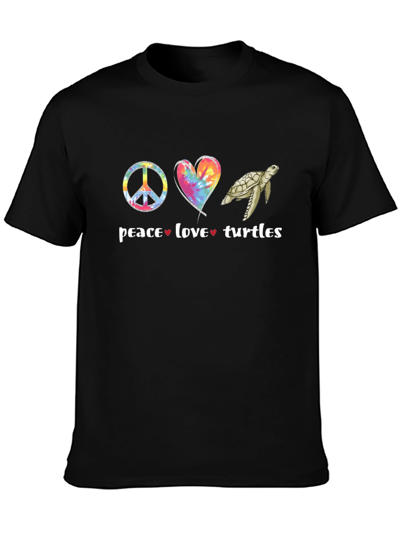 Peace Love Turtles Graphic Tee - Unisex Black T-Shirt