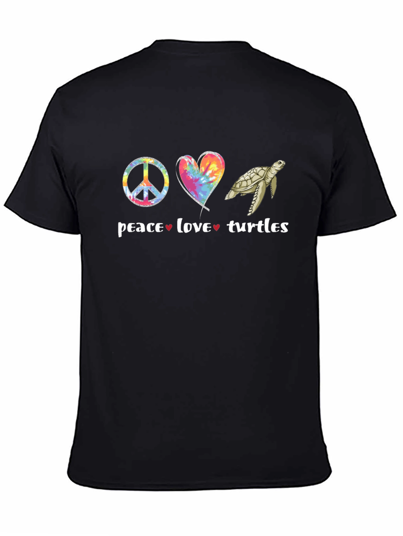 Peace Love Turtles Graphic Tee - Unisex Black T-Shirt