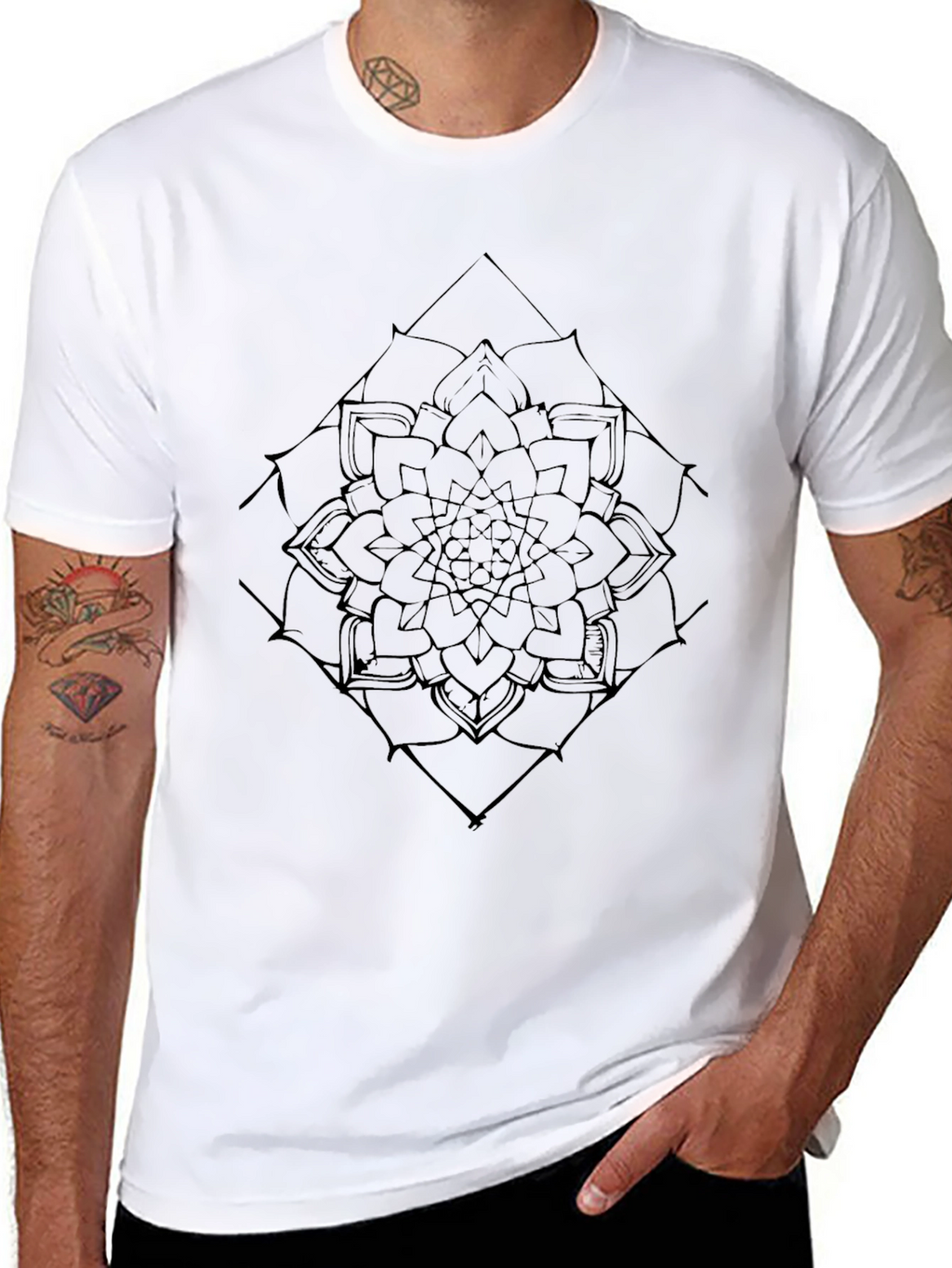Mandala Graphic Tee - Black Casual Shirt