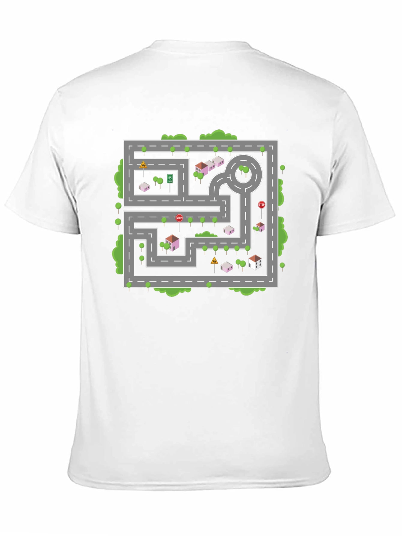 Road Map Graphic Tee - Black Cotton Casual Shirt