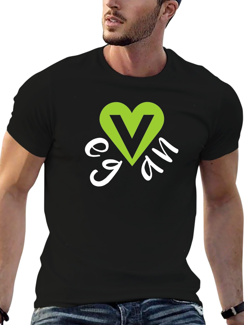 Vegan Heart Graphic T-Shirt - Black