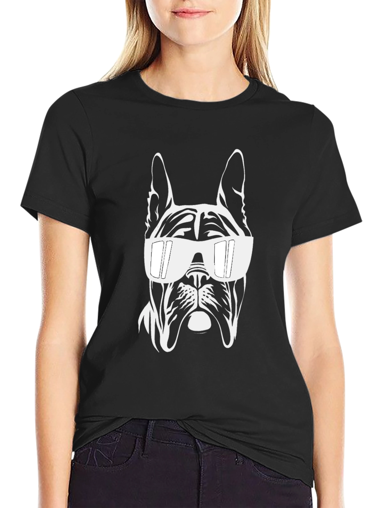 Cool Dog Graphic Tee - Black Cotton Blend