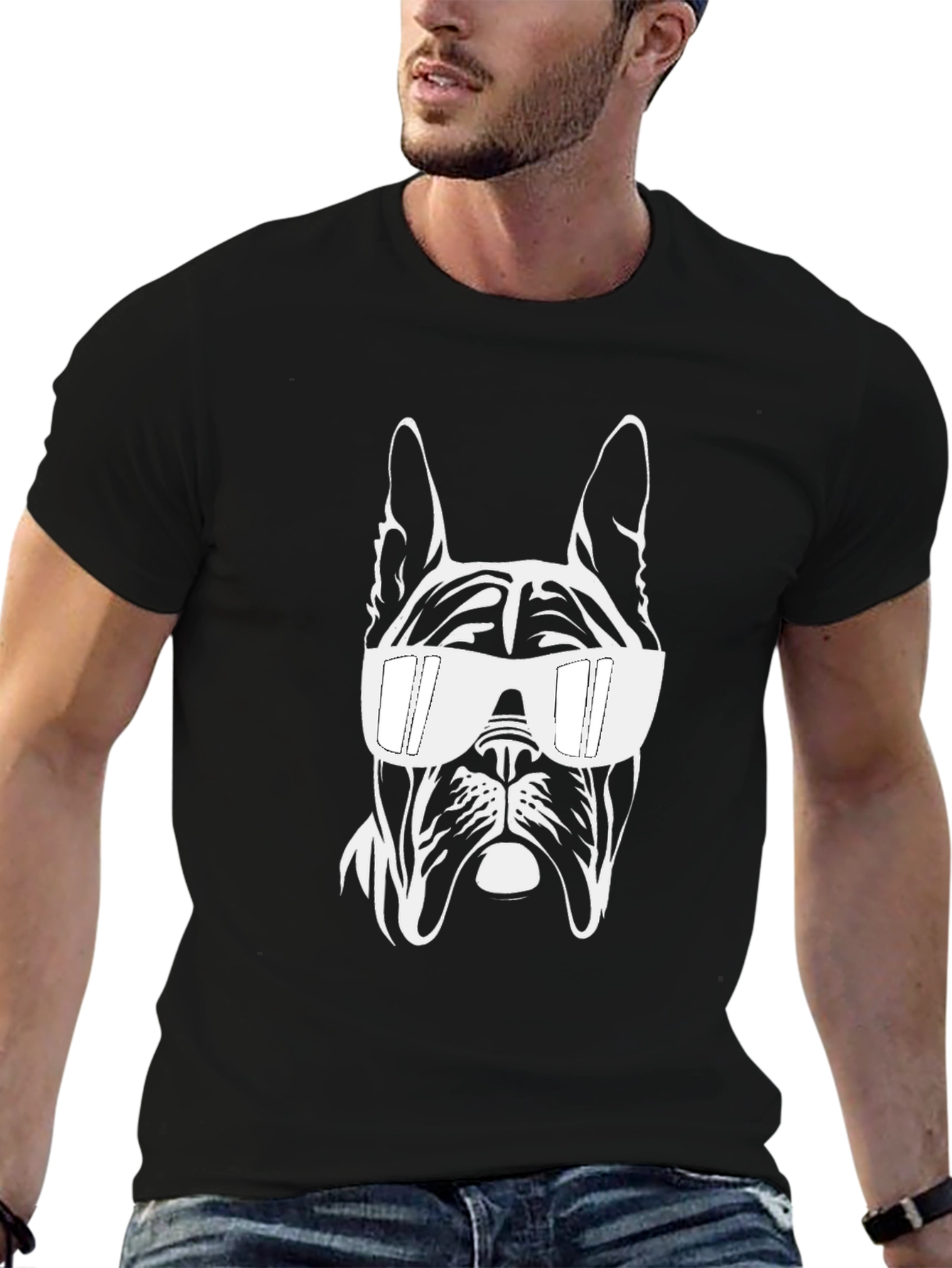 Cool Dog Graphic Tee - Black Cotton Blend