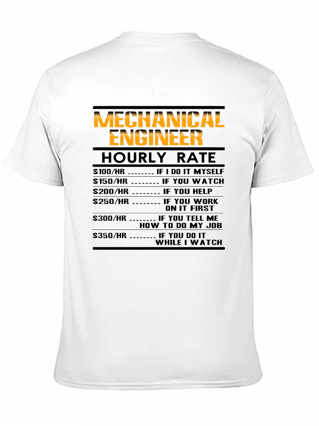 Mechanical Engineer Hourly Rate Black T-Shirt