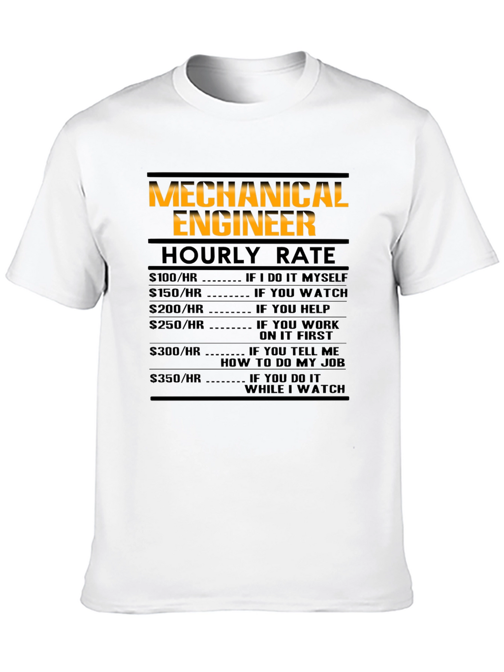 Mechanical Engineer Hourly Rate Black T-Shirt