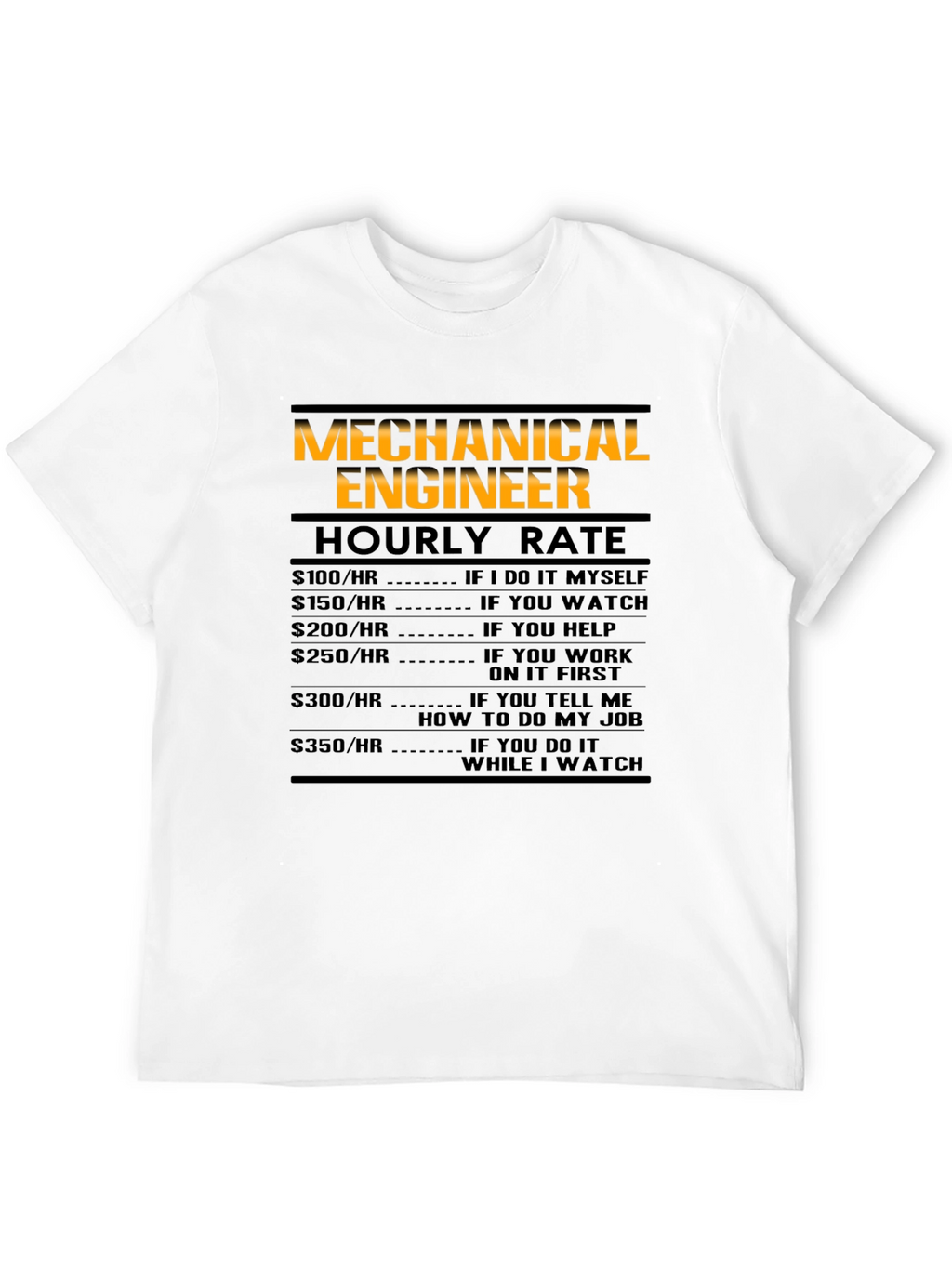 Mechanical Engineer Hourly Rate Black T-Shirt