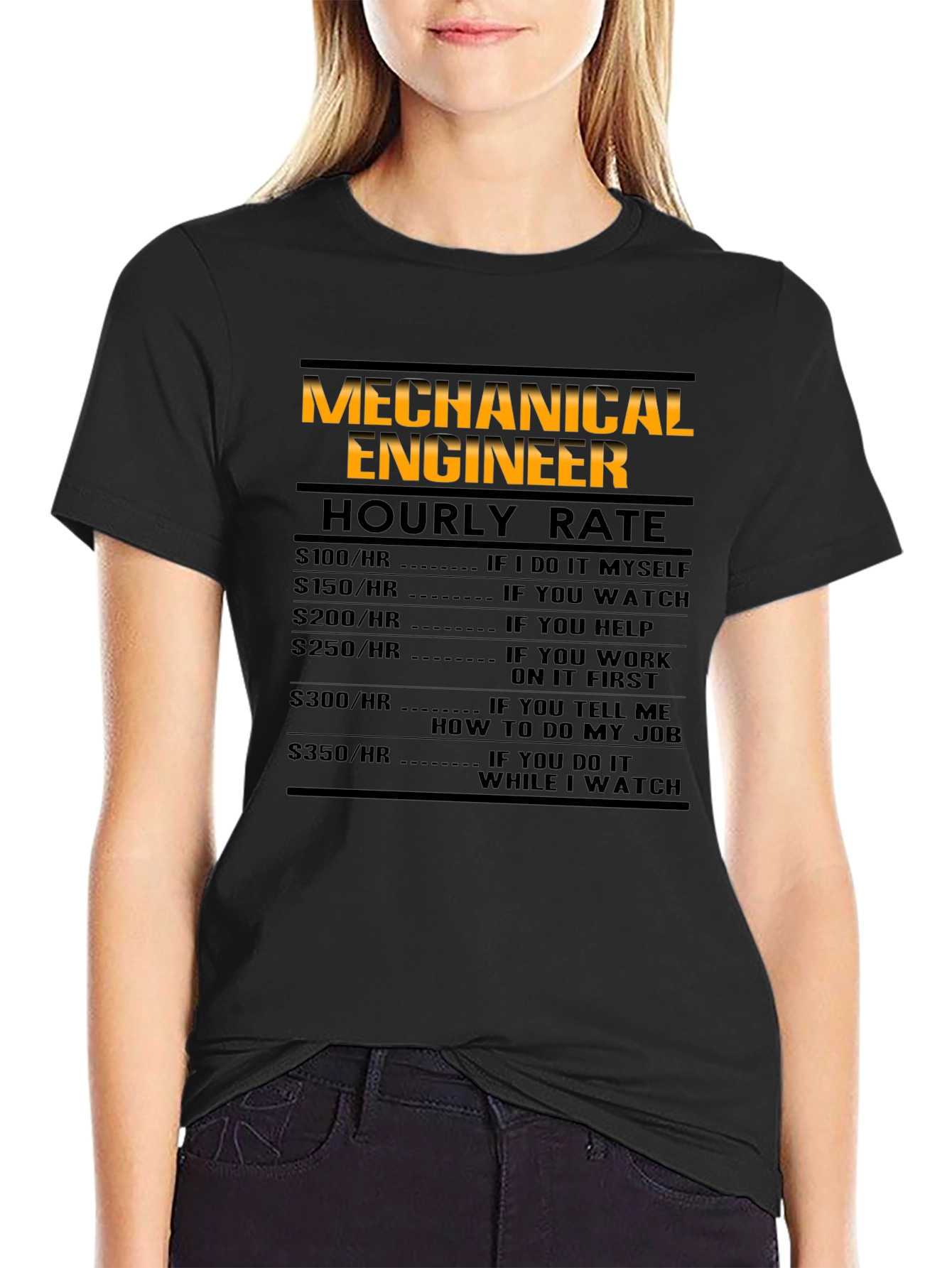 Mechanical Engineer Hourly Rate Black T-Shirt
