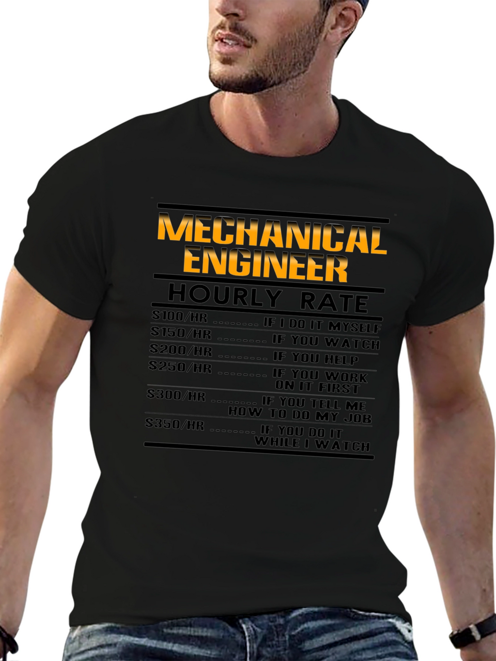Mechanical Engineer Hourly Rate Black T-Shirt