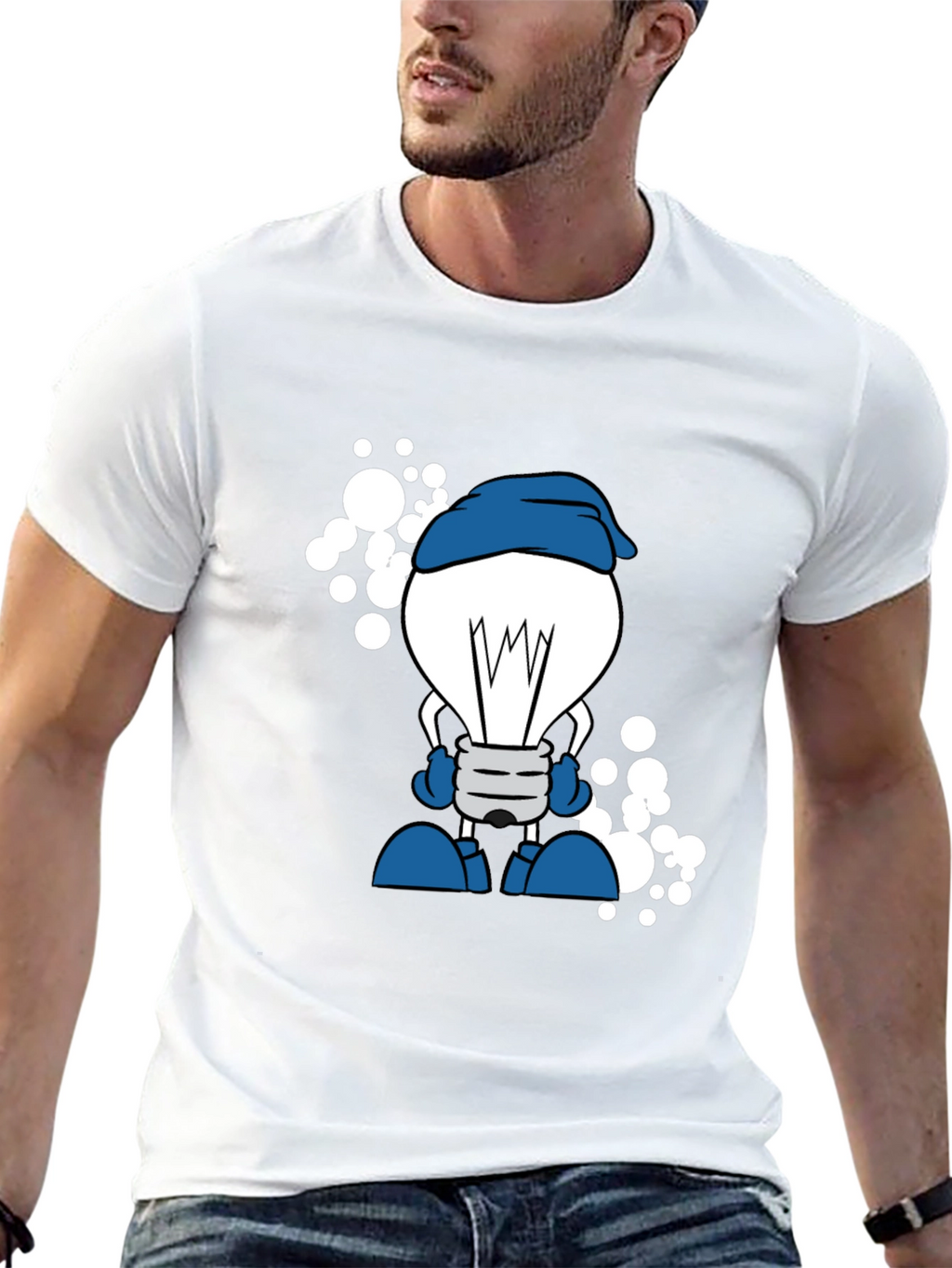 Cartoon Lightbulb Black T-Shirt