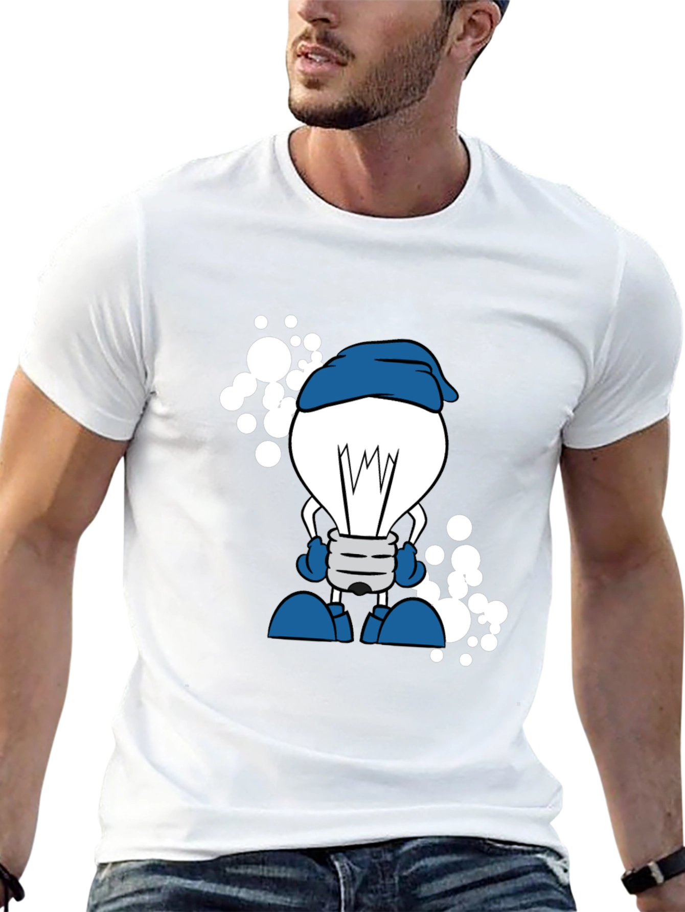 Cartoon Lightbulb Black T-Shirt