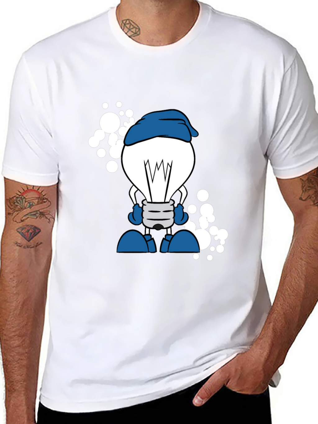 Cartoon Lightbulb Black T-Shirt