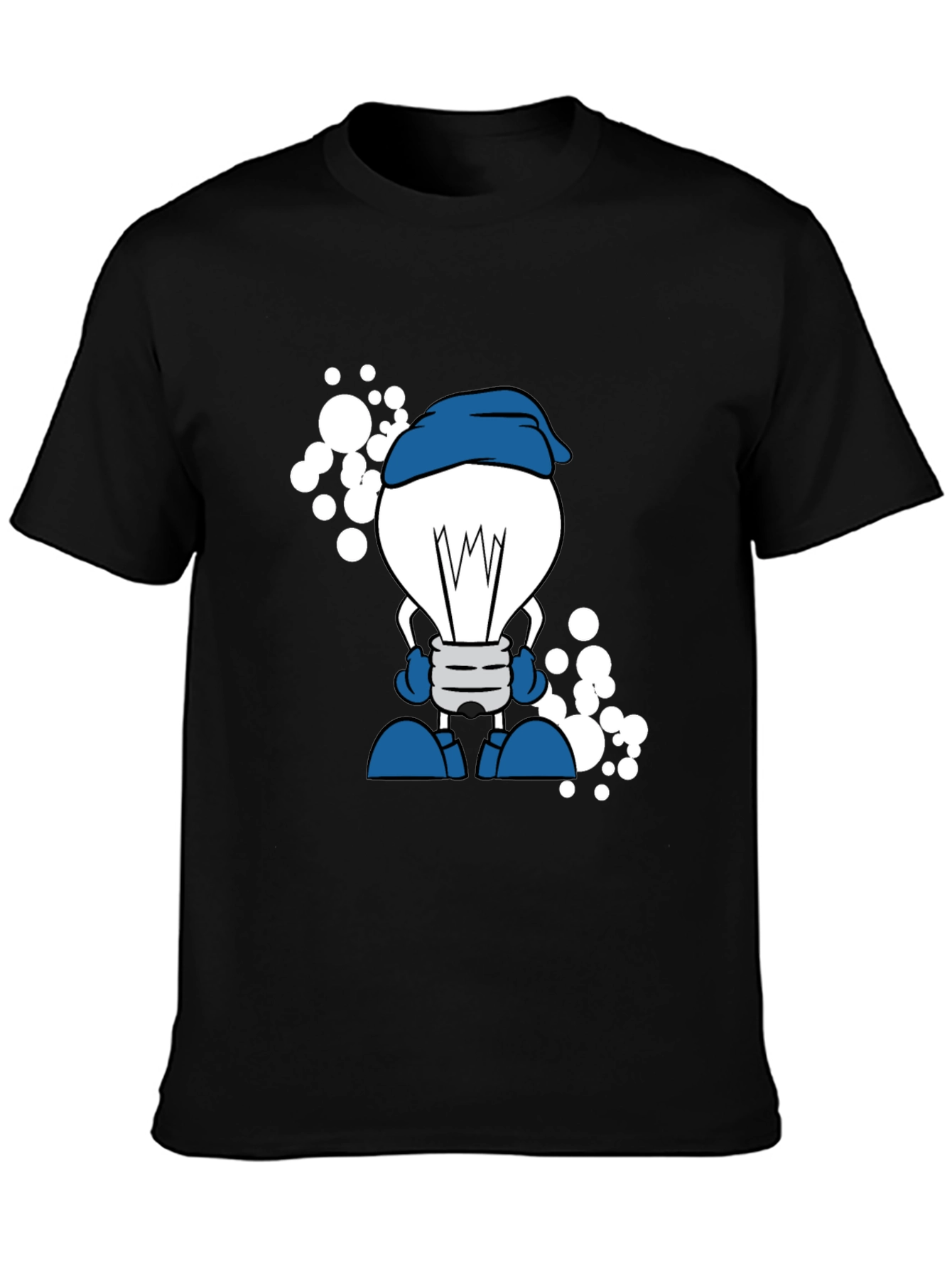 Cartoon Lightbulb Black T-Shirt