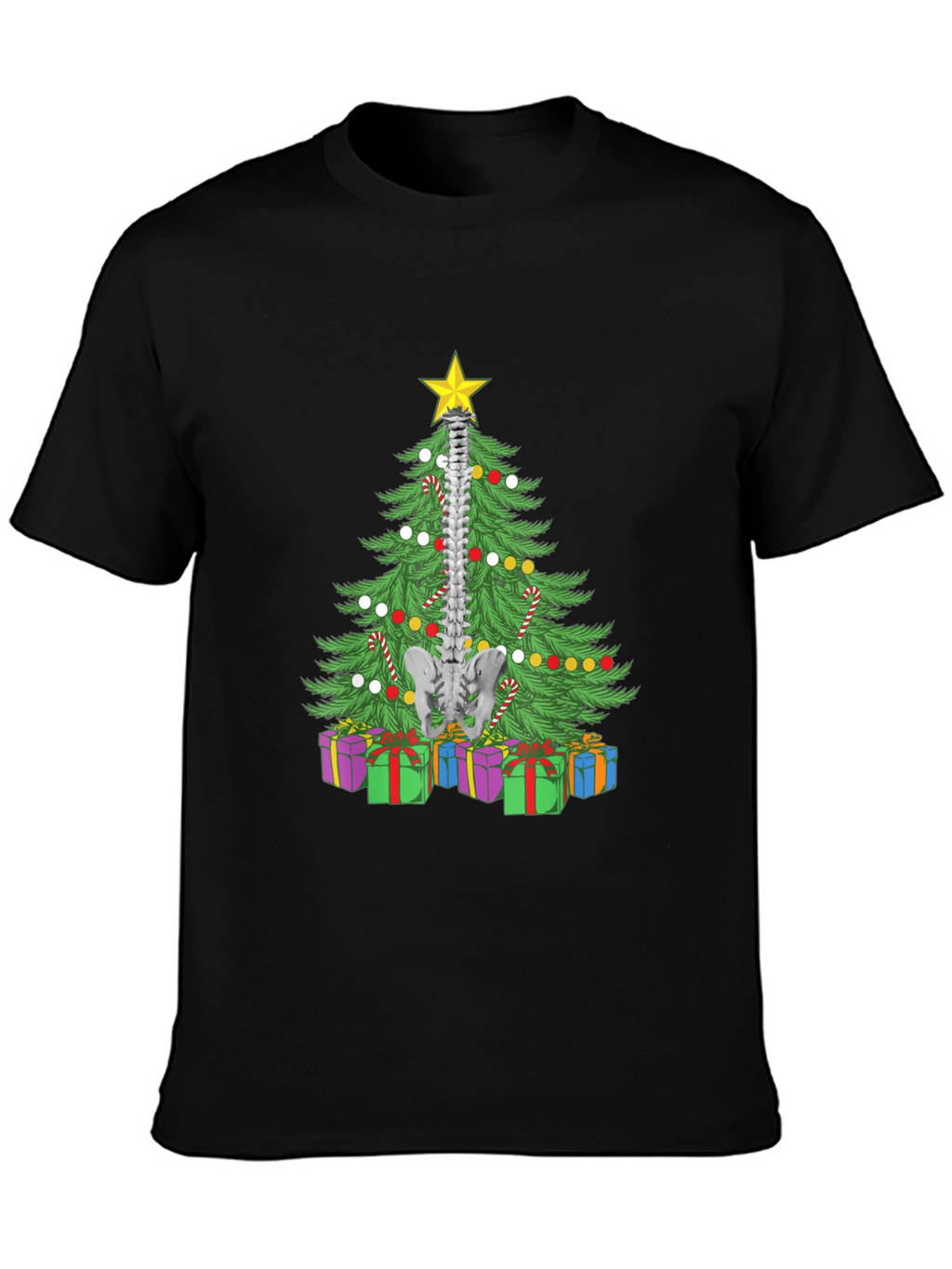Chiropractor Christmas Tree Black T-Shirt