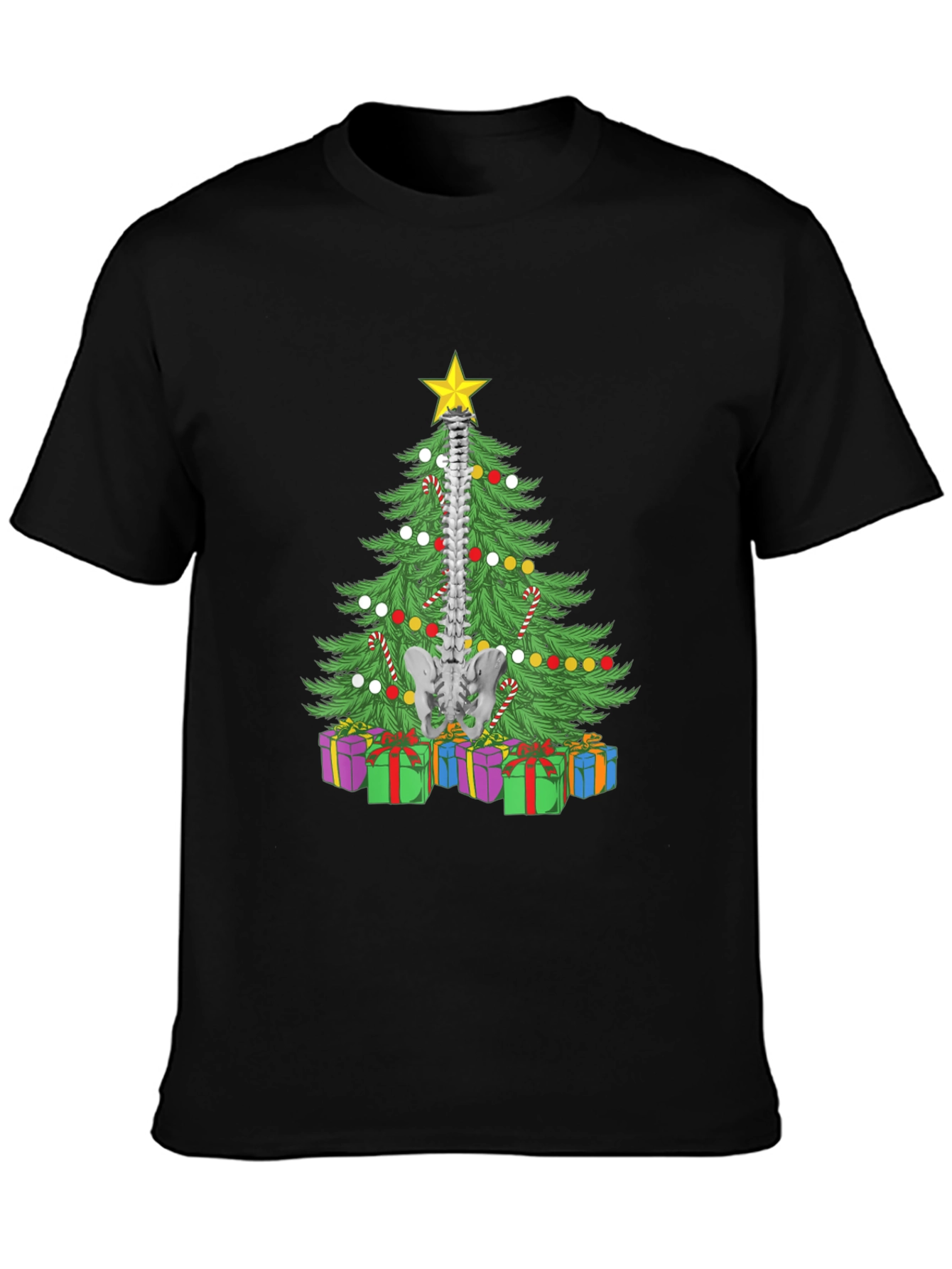 Chiropractor Christmas Tree Black T-Shirt