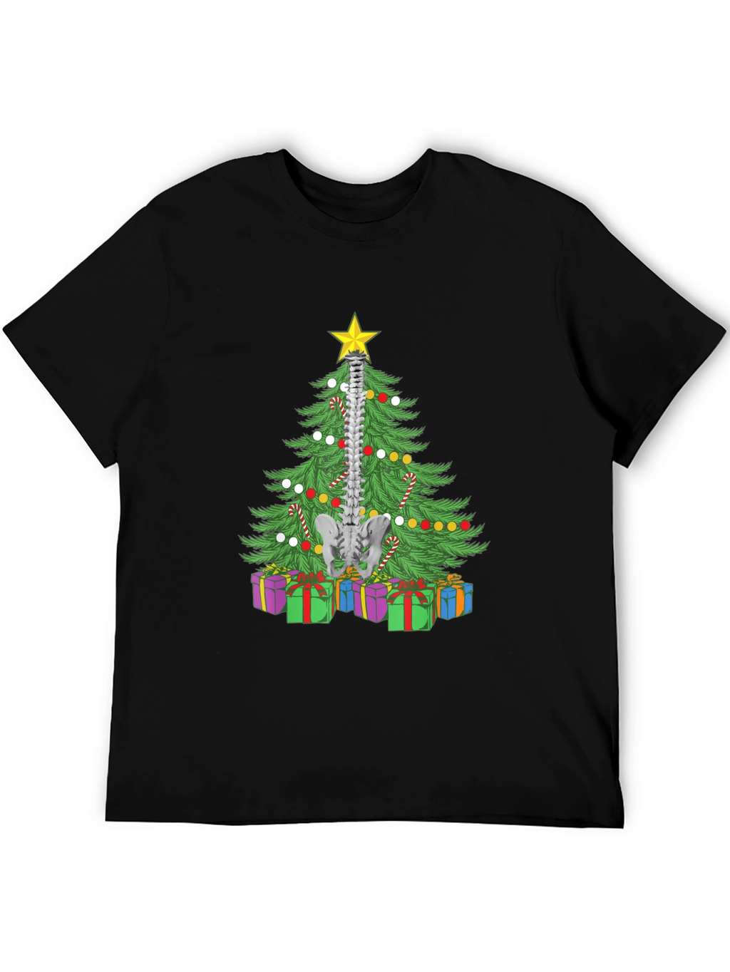 Chiropractor Christmas Tree Black T-Shirt