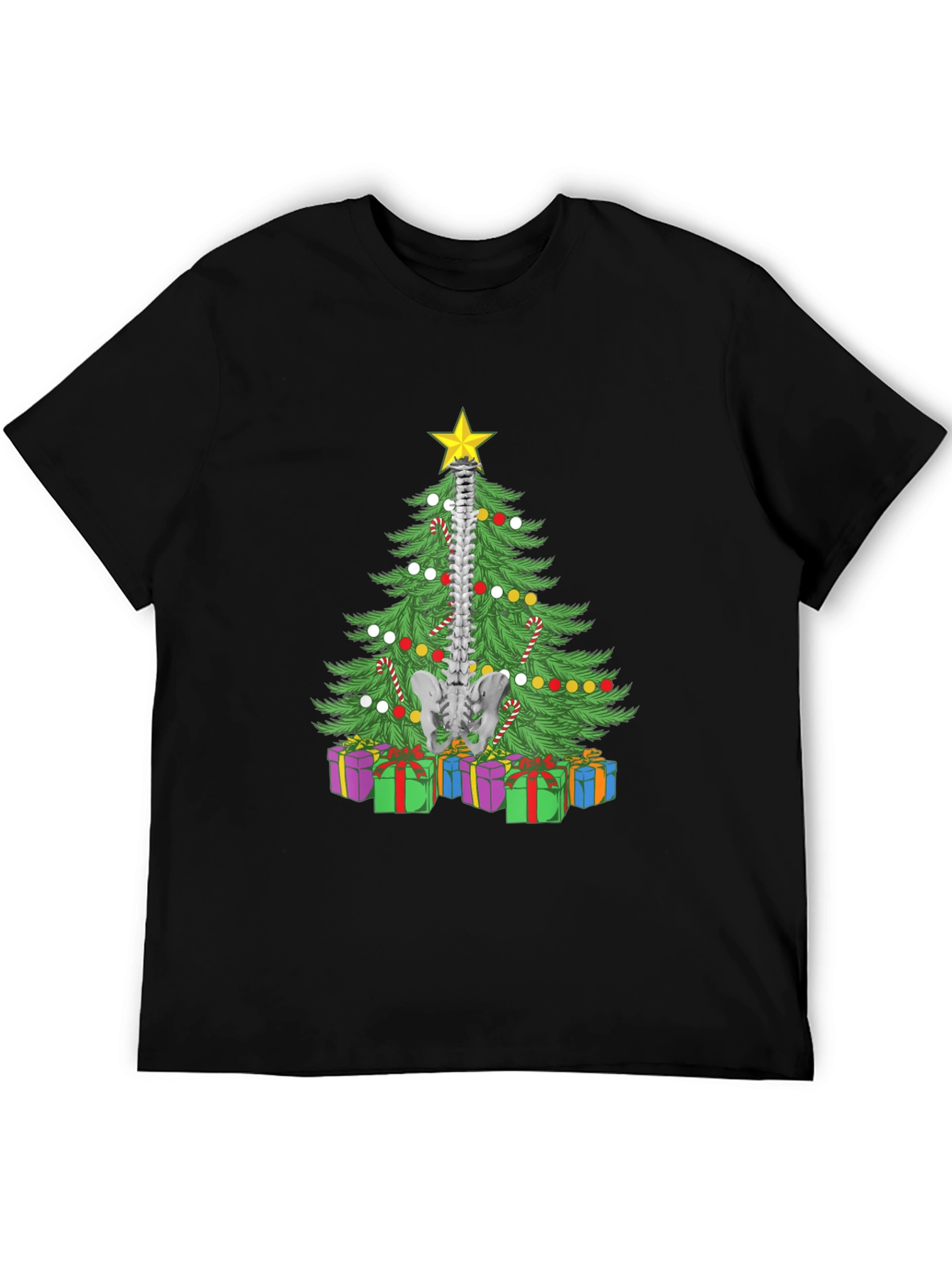 Chiropractor Christmas Tree Black T-Shirt