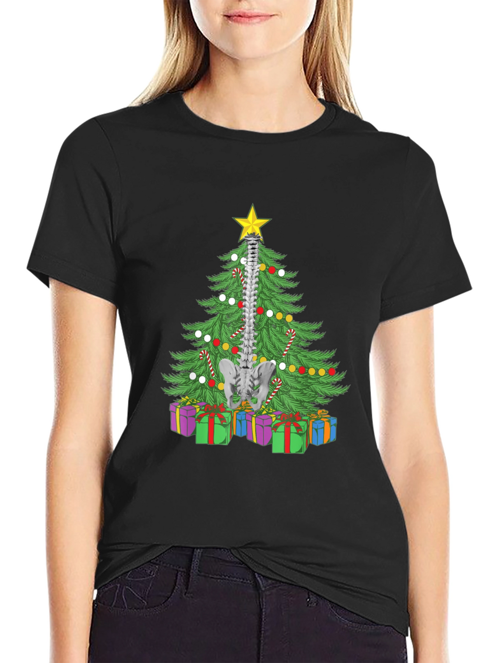 Chiropractor Christmas Tree Black T-Shirt