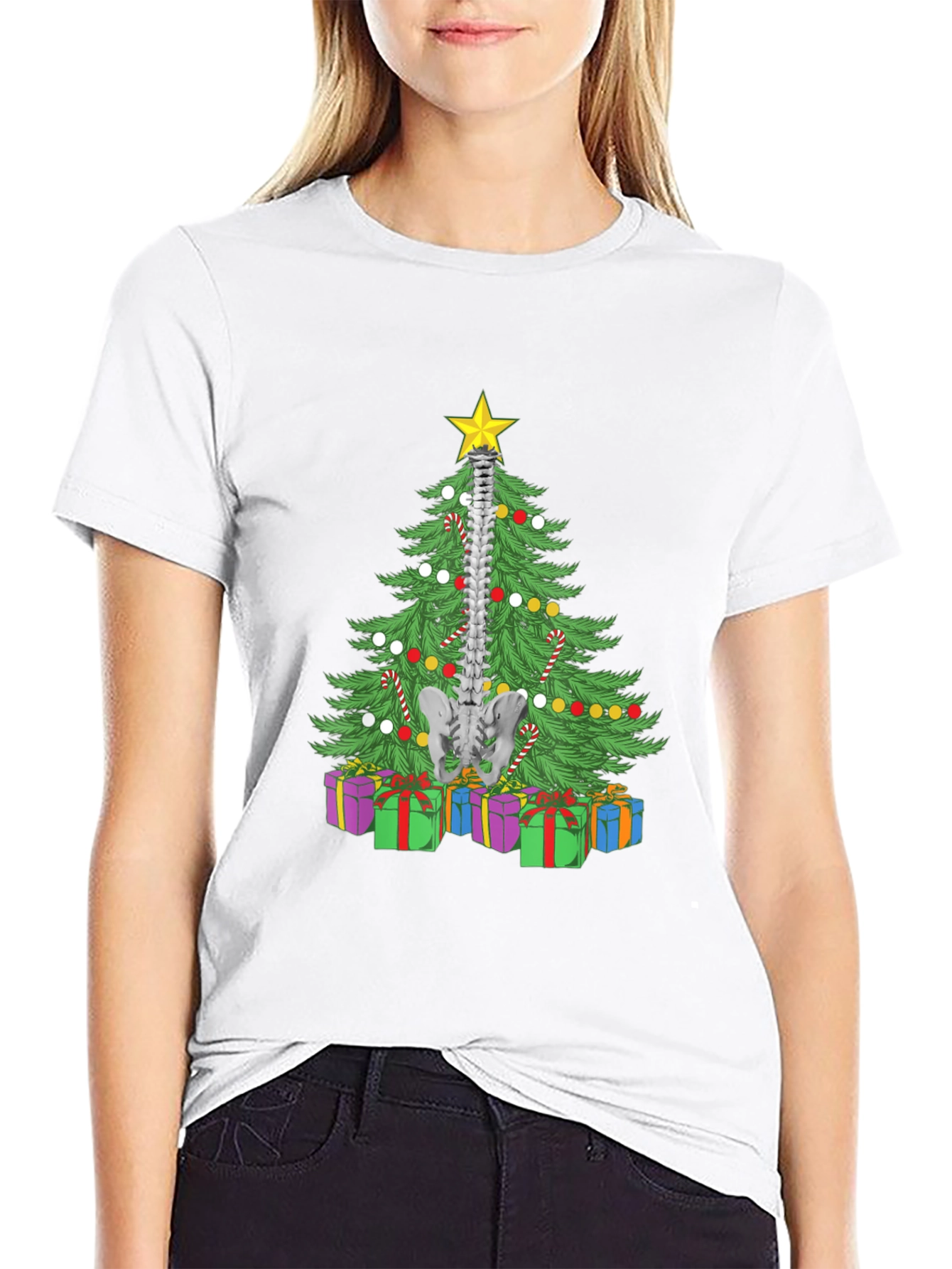 Chiropractor Christmas Tree Black T-Shirt