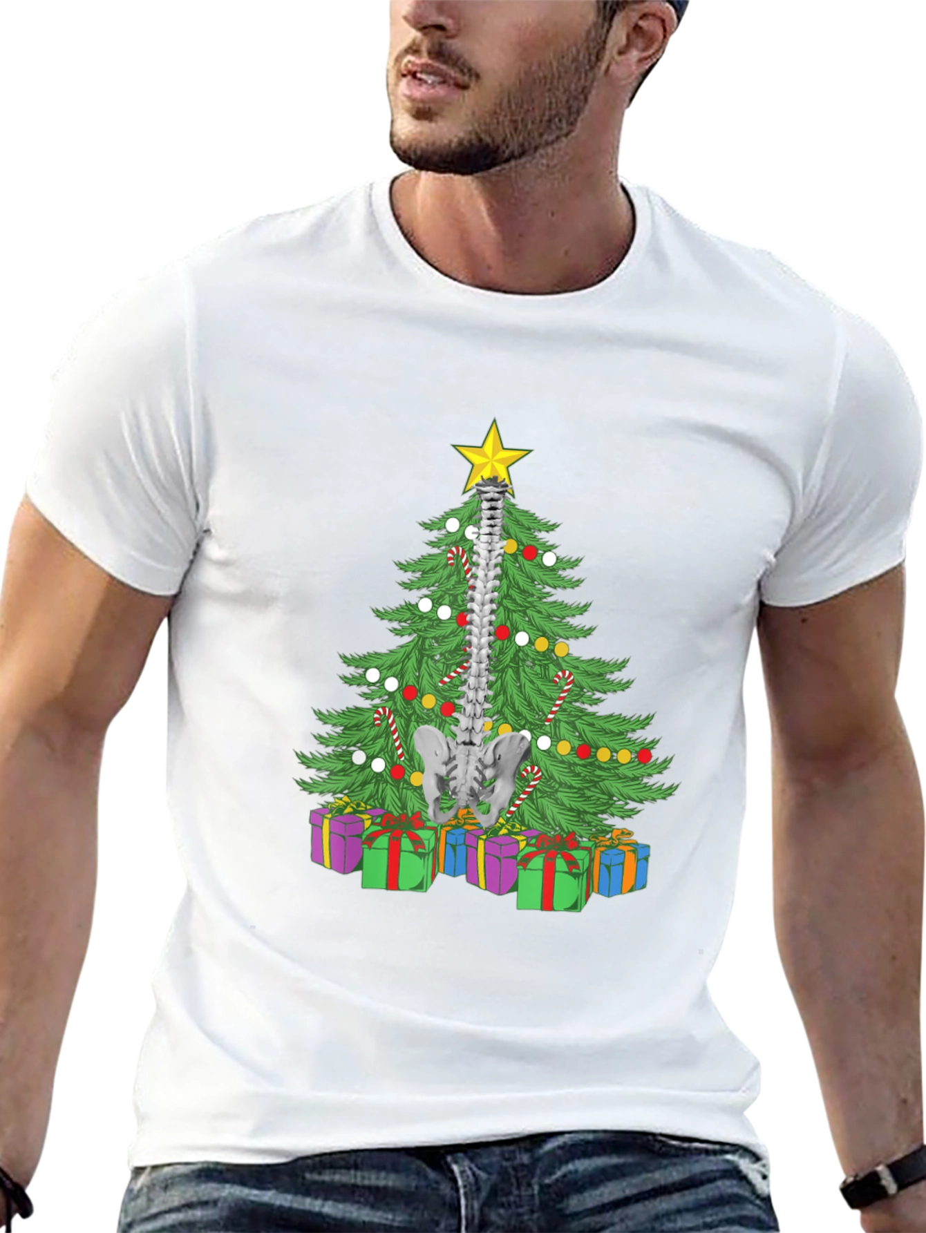 Chiropractor Christmas Tree Black T-Shirt