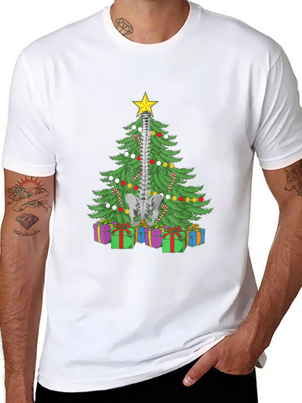 Chiropractor Christmas Tree Black T-Shirt