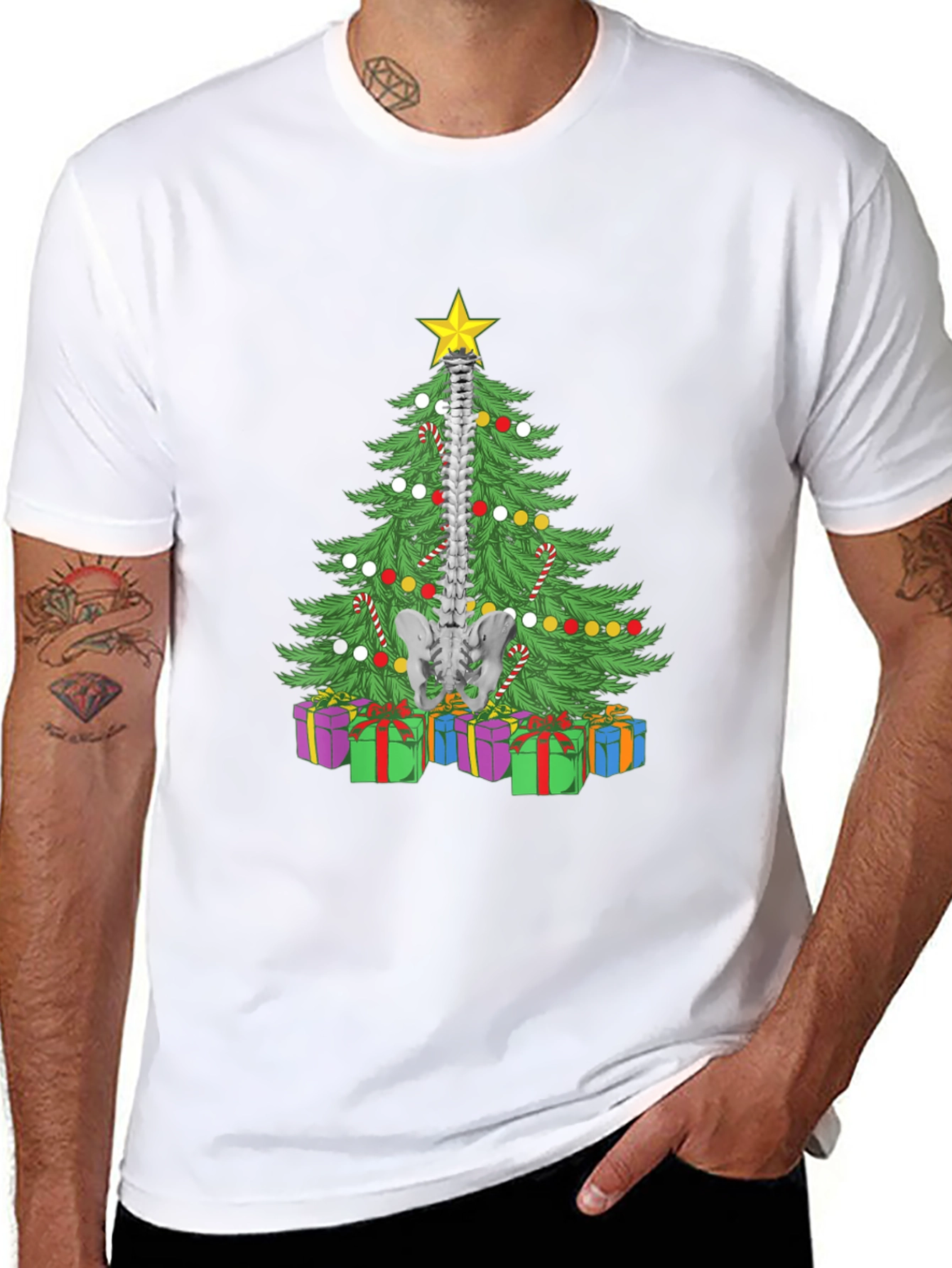 Chiropractor Christmas Tree Black T-Shirt