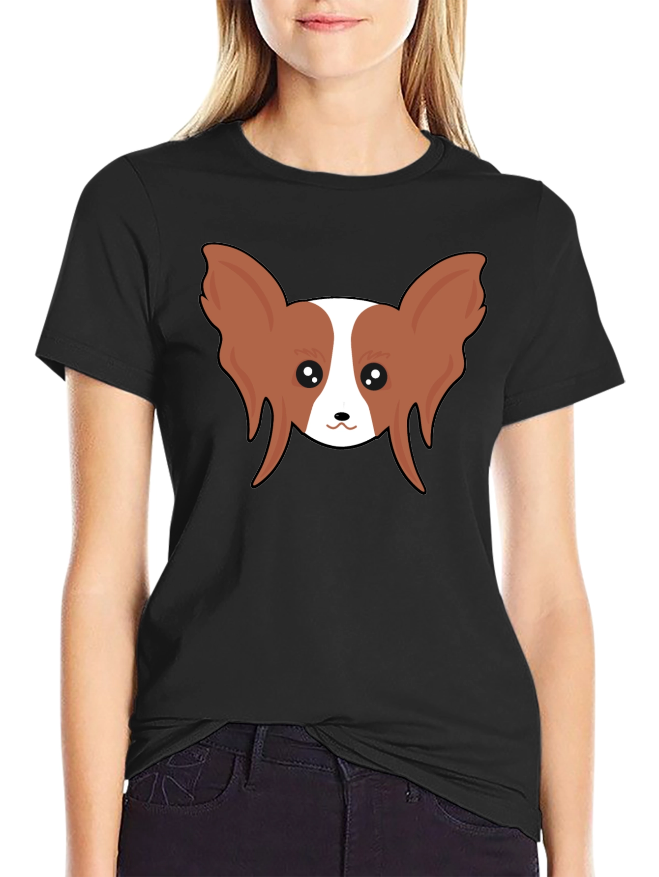 Papillon Dog Graphic Tee - Unisex Black T-Shirt