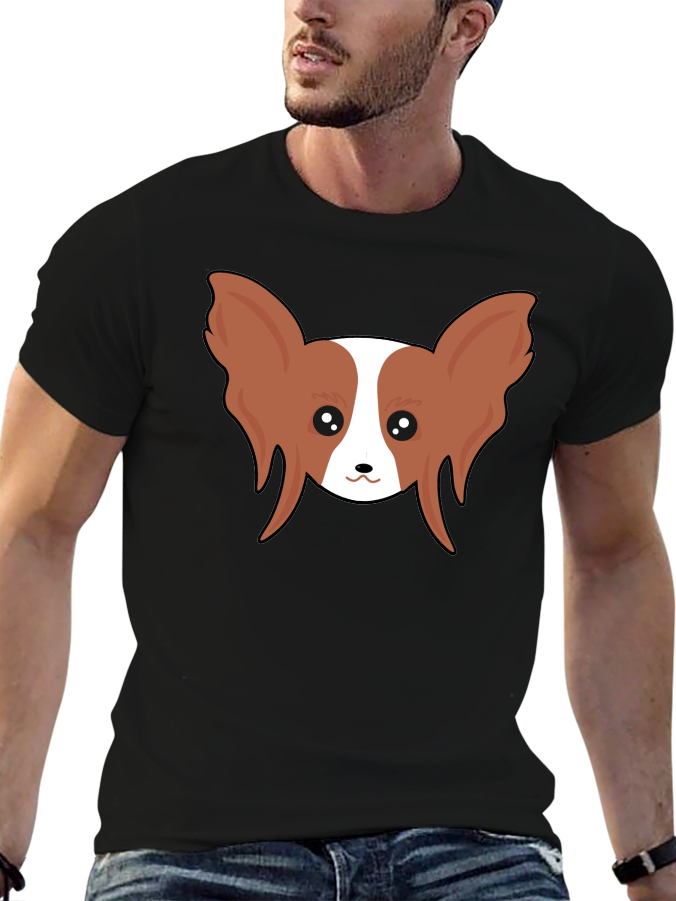 Papillon Dog Graphic Tee - Unisex Black T-Shirt