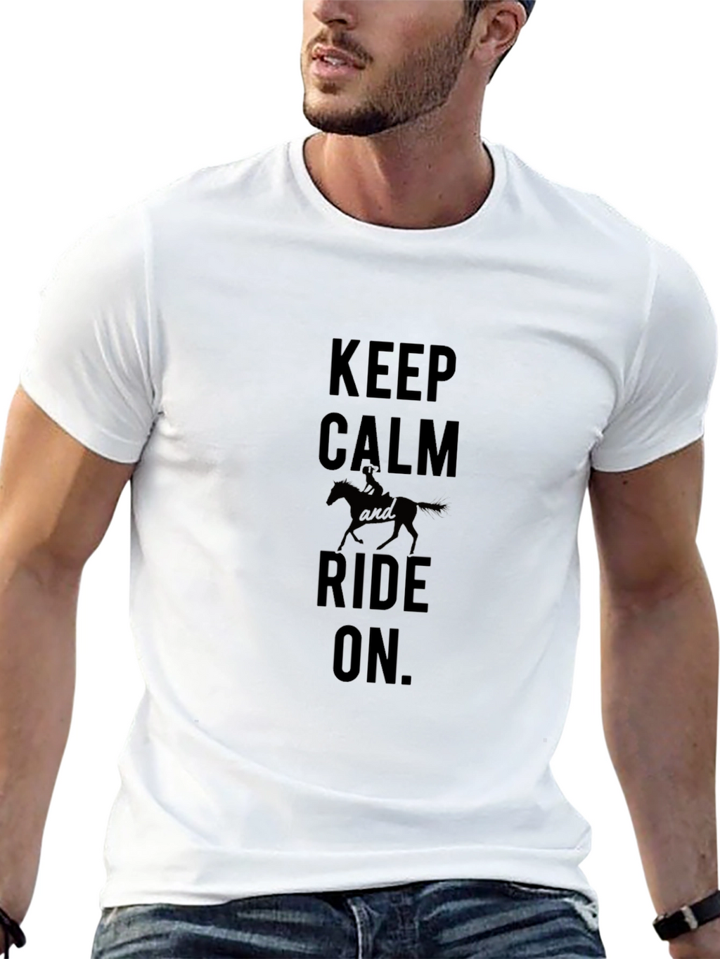 Keep Calm and Ride On Black Graphic Tee