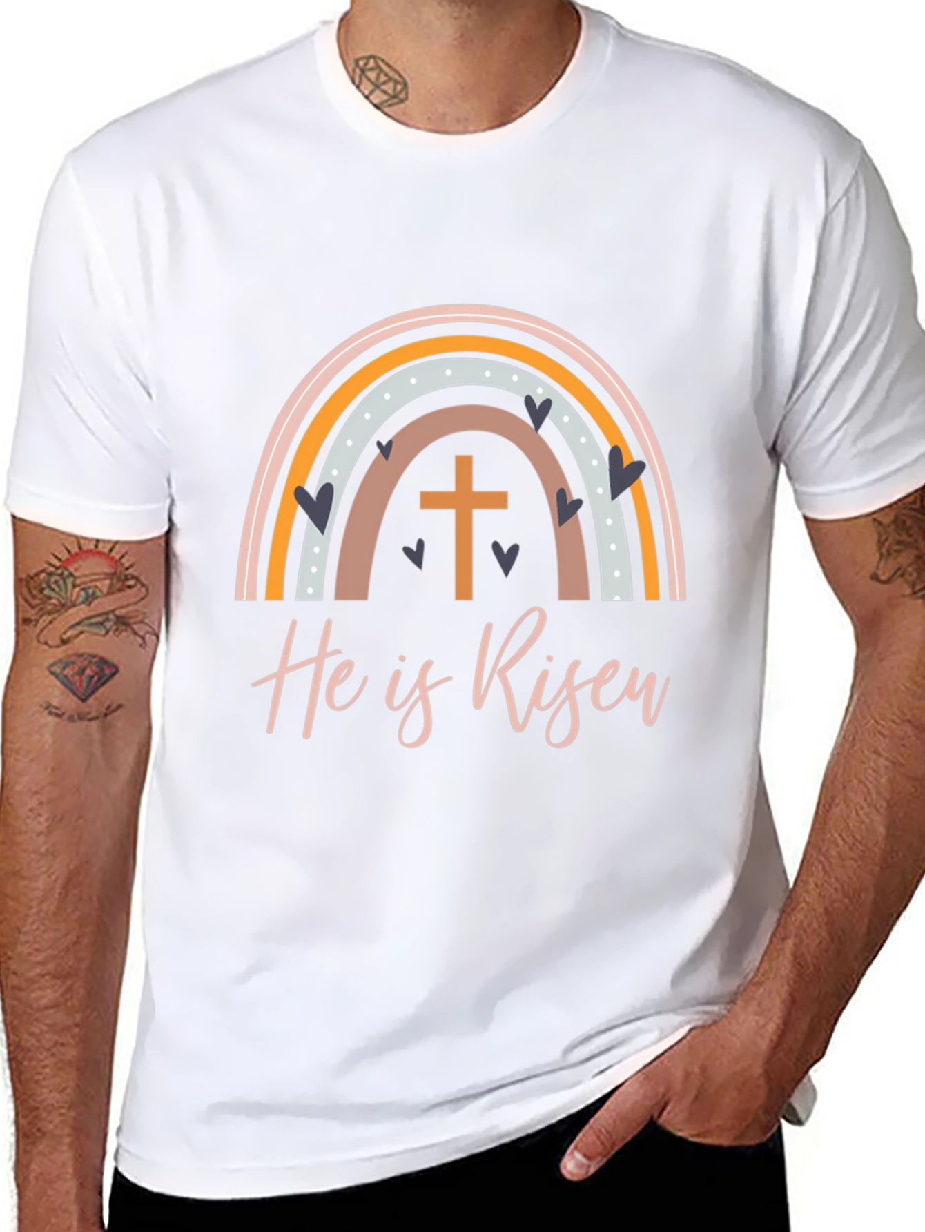 He is Risen Easter Rainbow T-Shirt