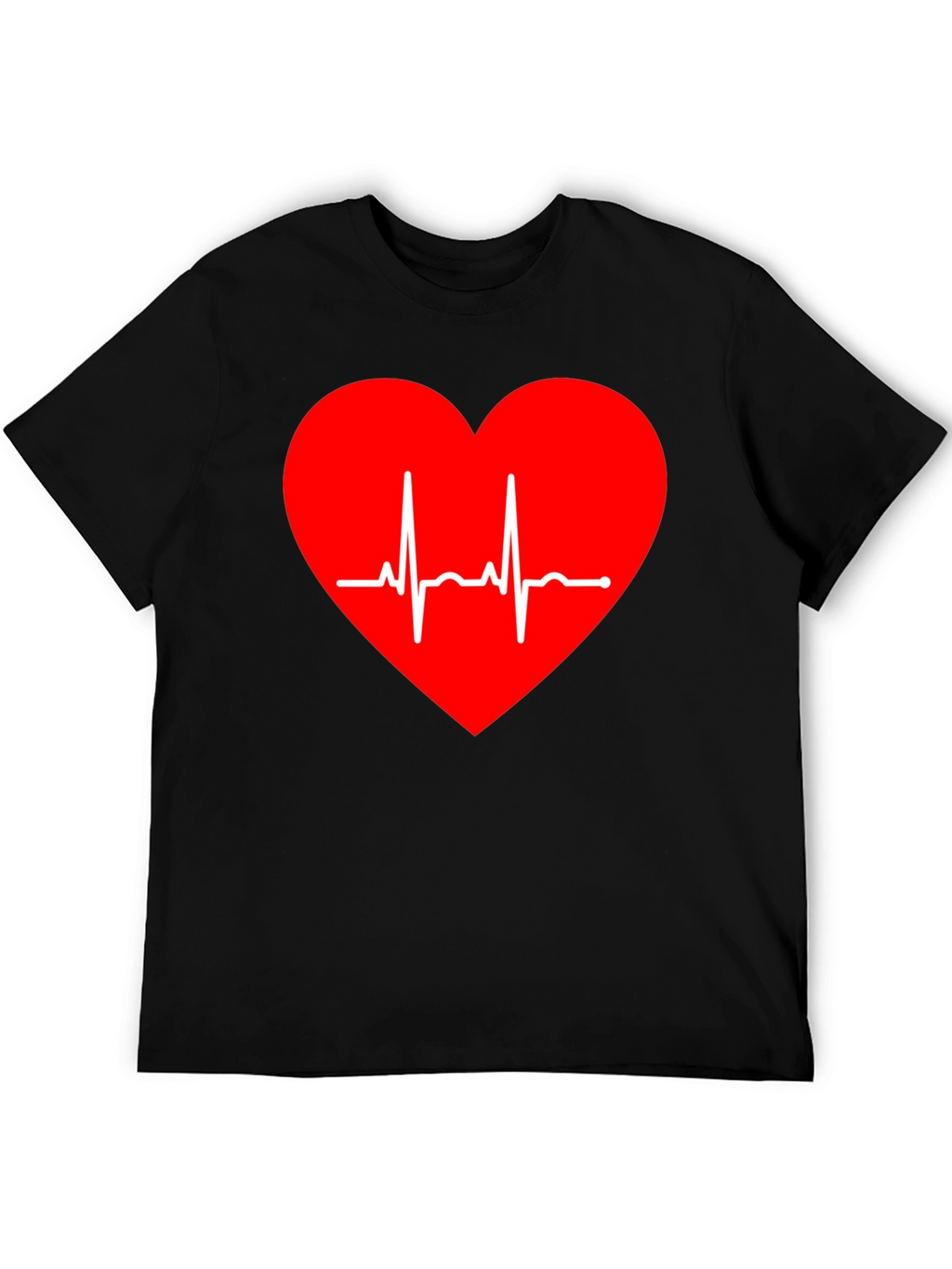 Heartbeat Graphic Tee - Stylish Black T-Shirt
