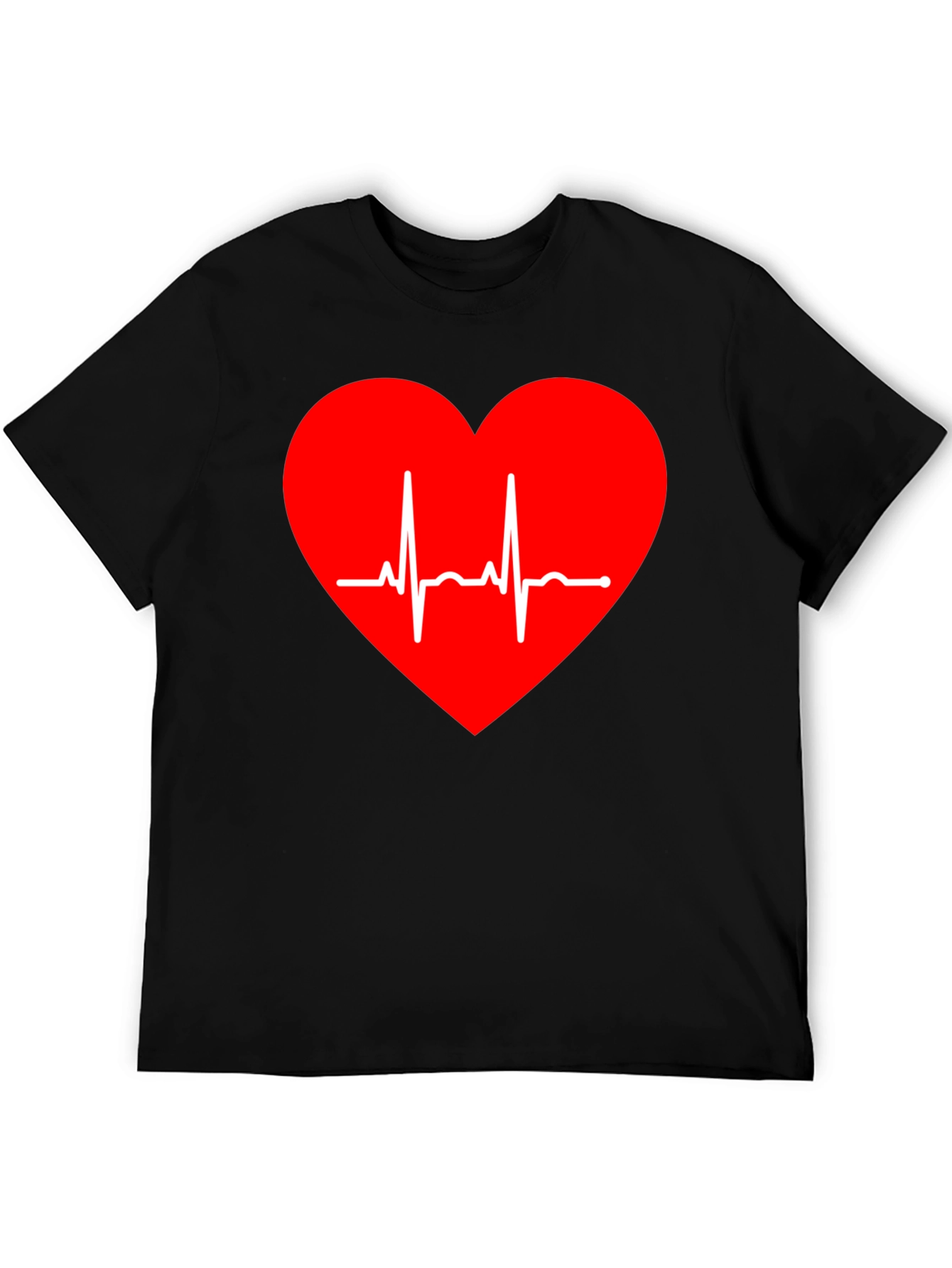 Heartbeat Graphic Tee - Stylish Black T-Shirt