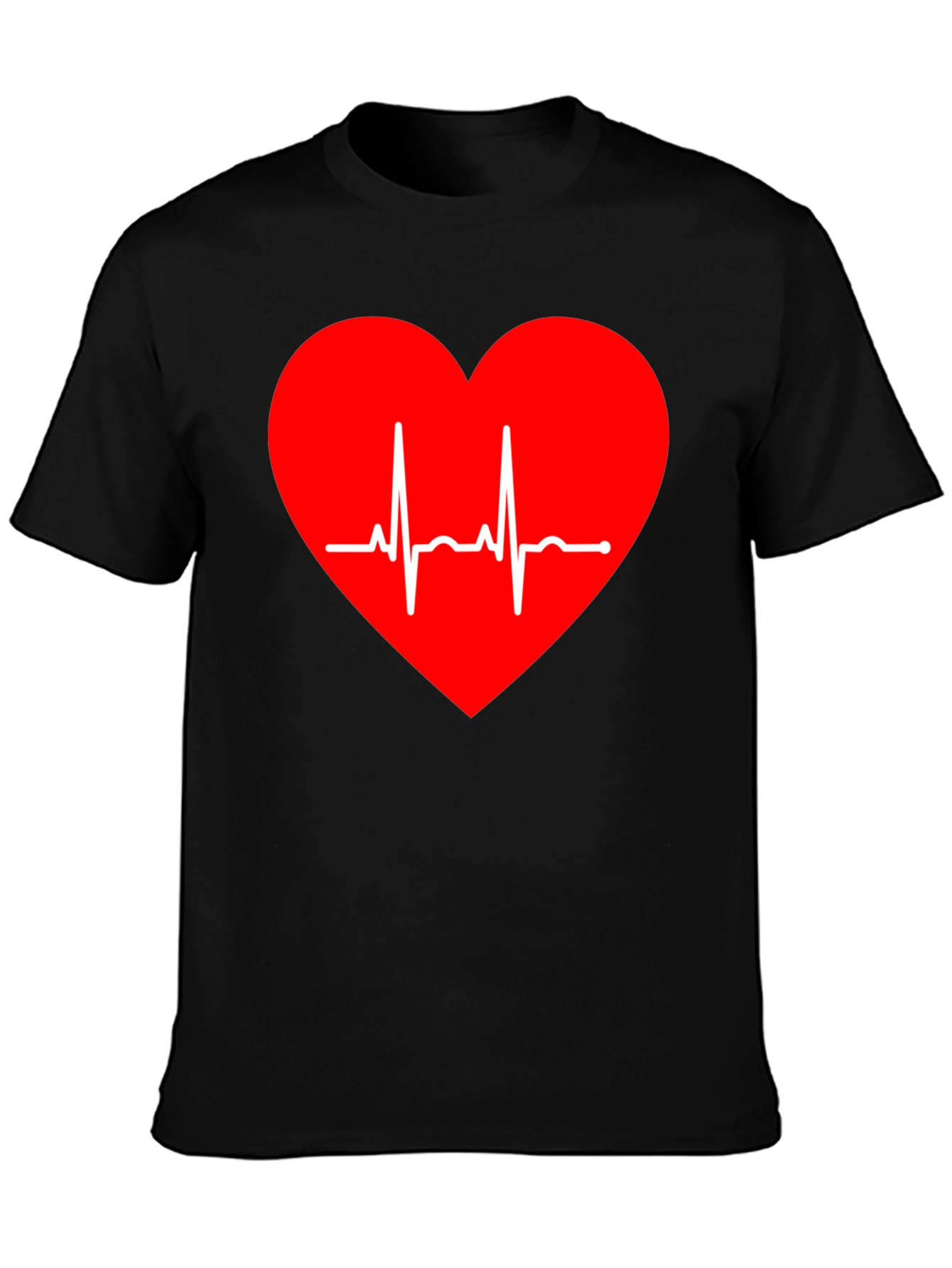 Heartbeat Graphic Tee - Stylish Black T-Shirt