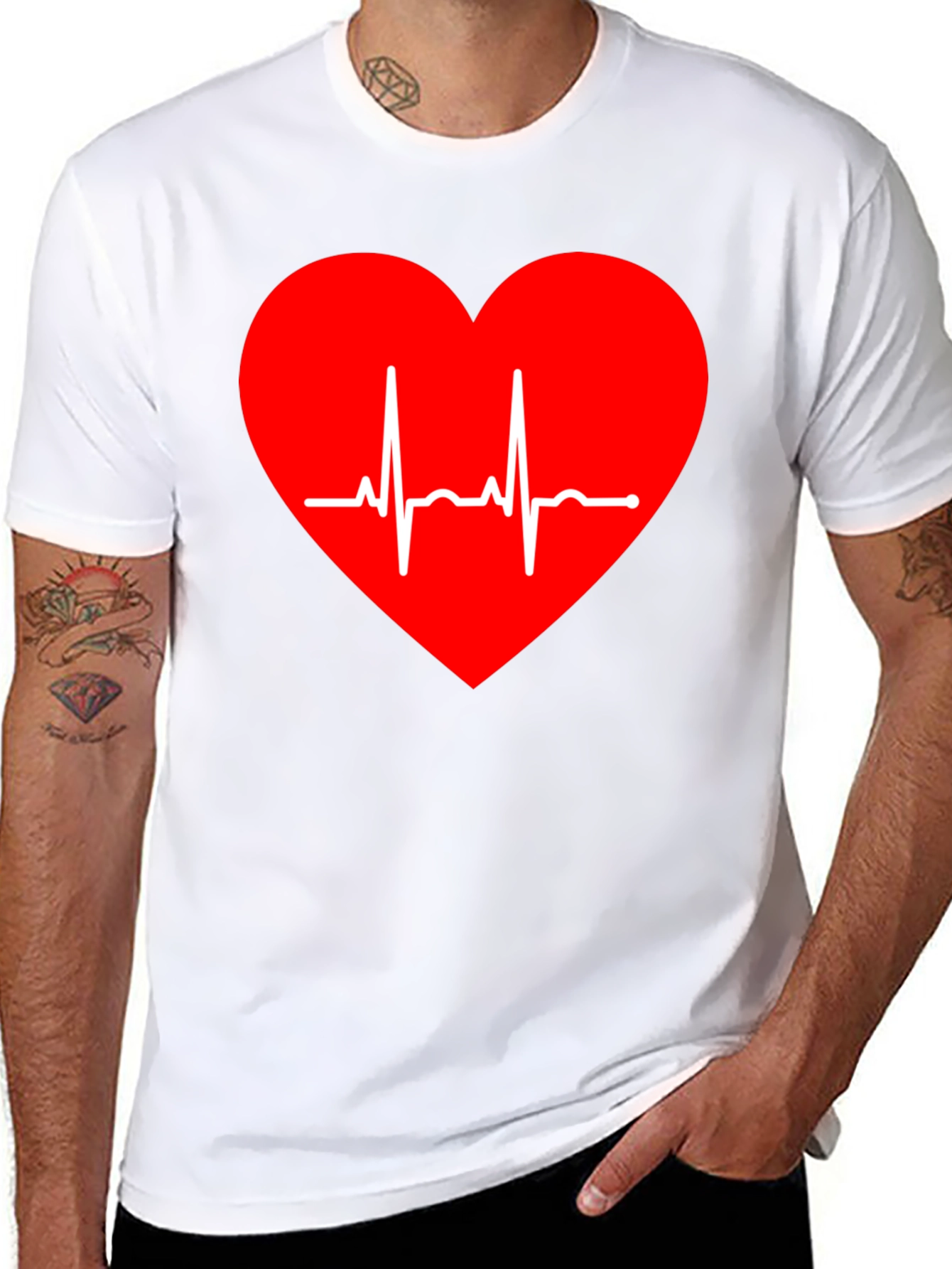 Heartbeat Graphic Tee - Stylish Black T-Shirt