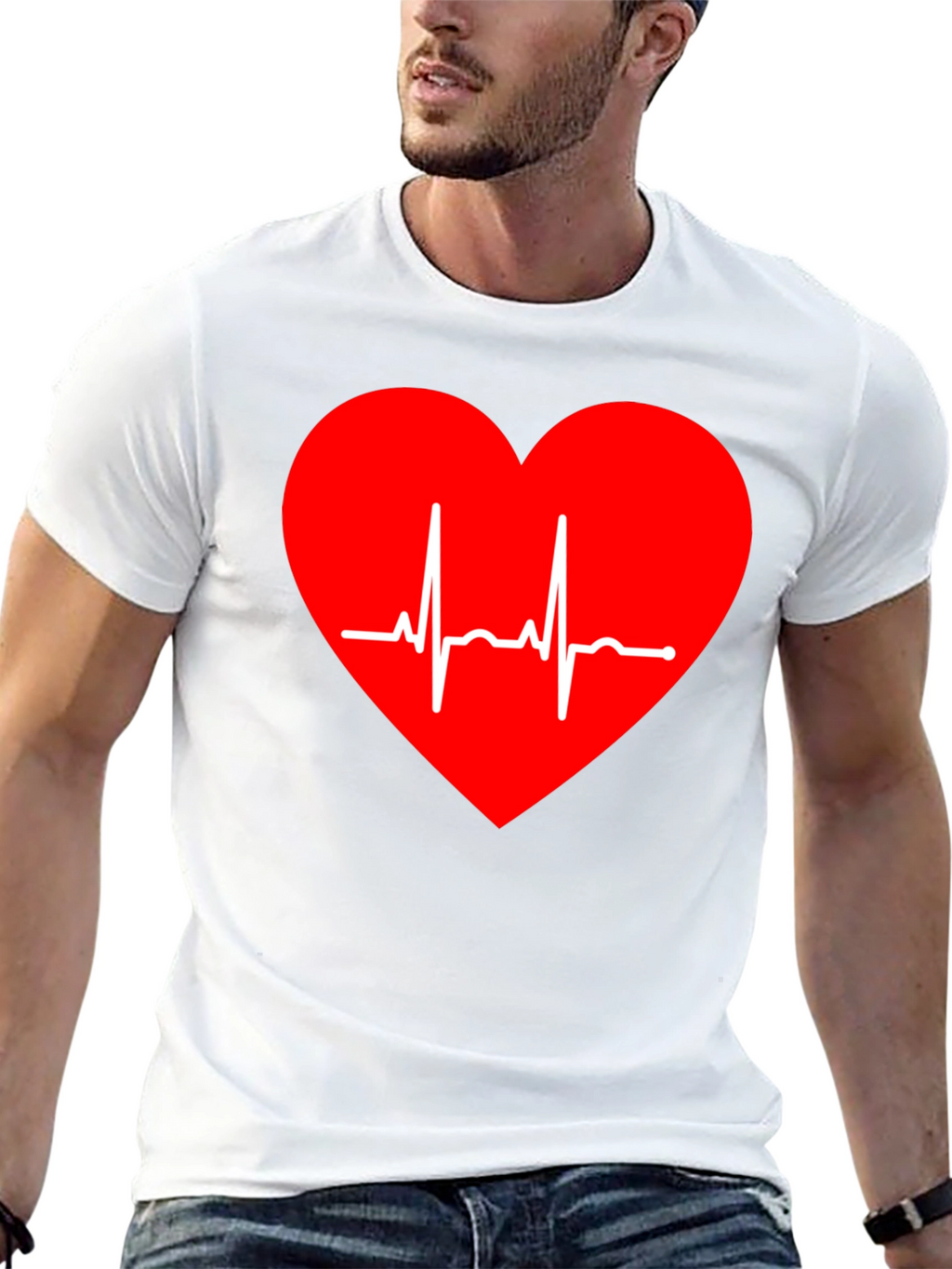Heartbeat Graphic Tee - Stylish Black T-Shirt