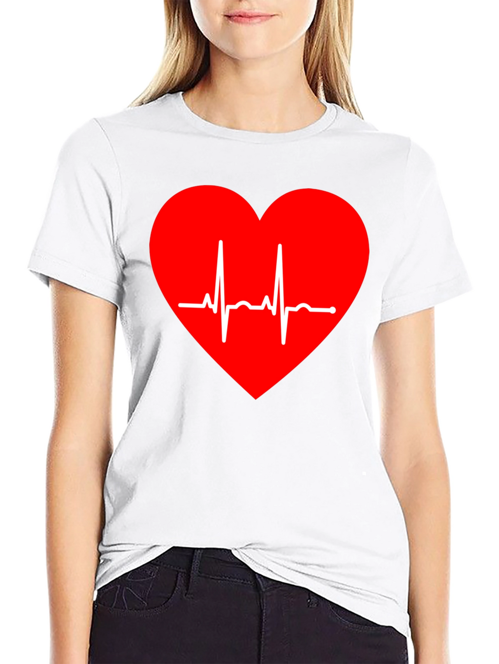 Heartbeat Graphic Tee - Stylish Black T-Shirt