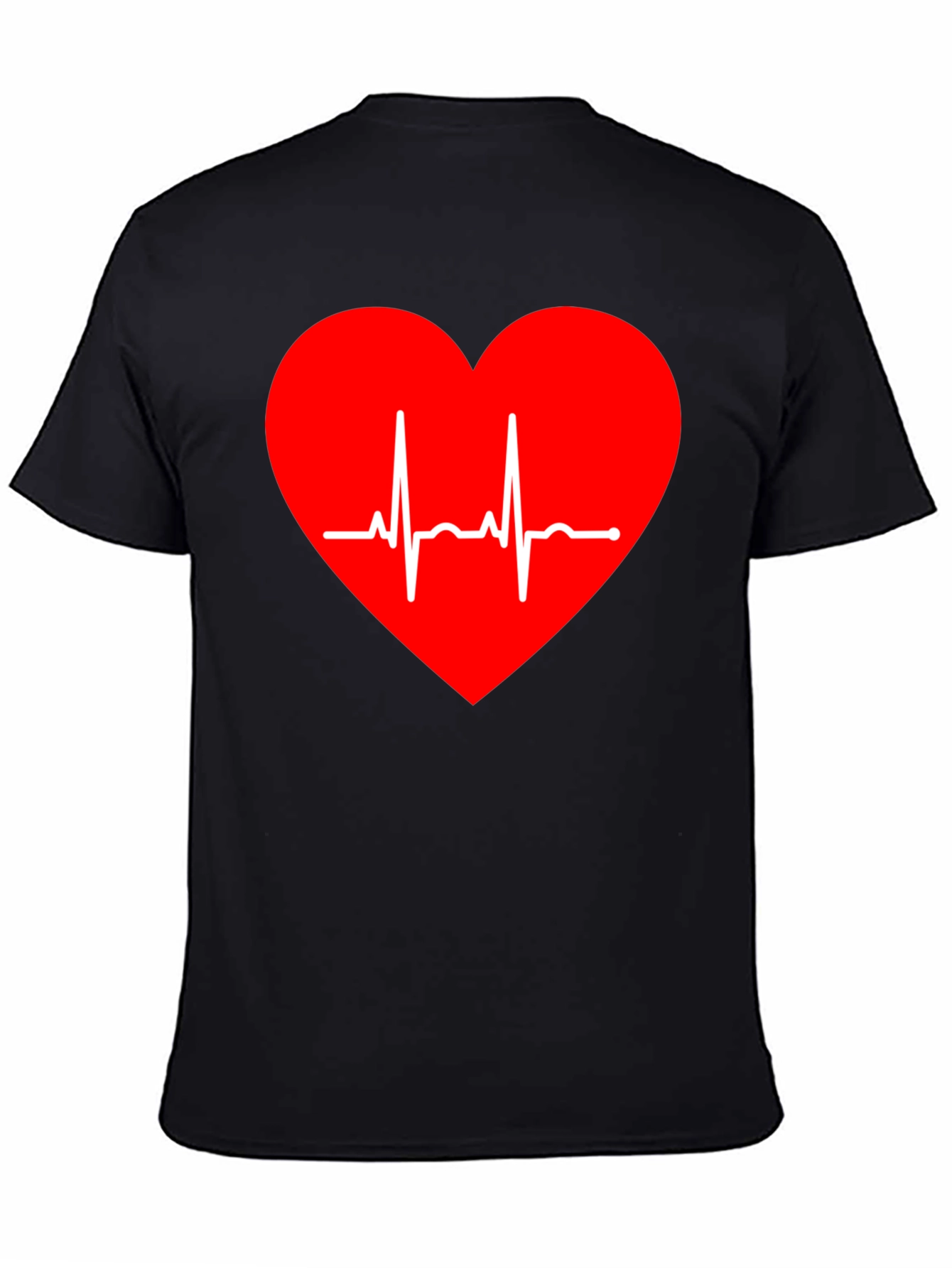 Heartbeat Graphic Tee - Stylish Black T-Shirt