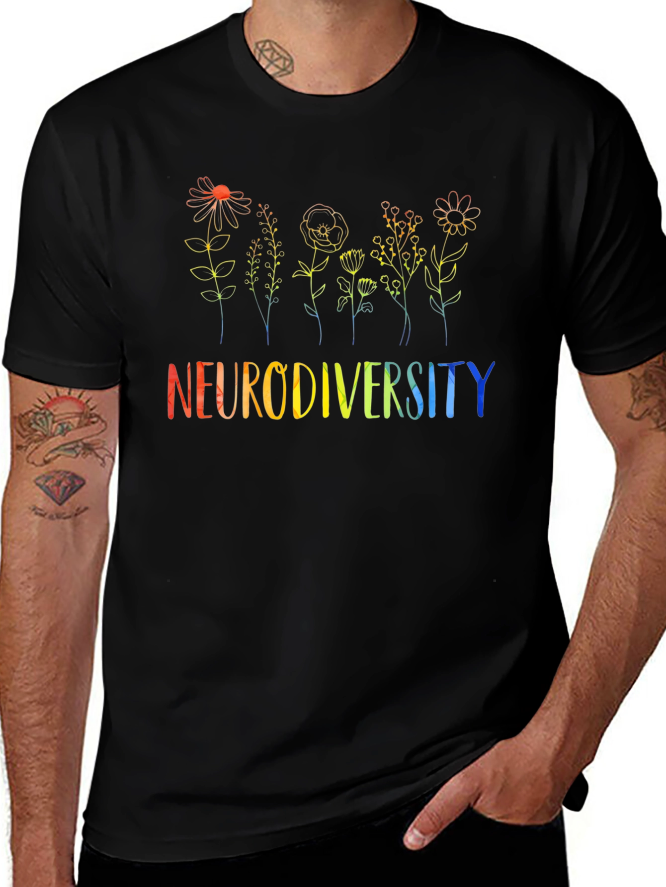 Neurodiversity Flower Graphic Tee - Black