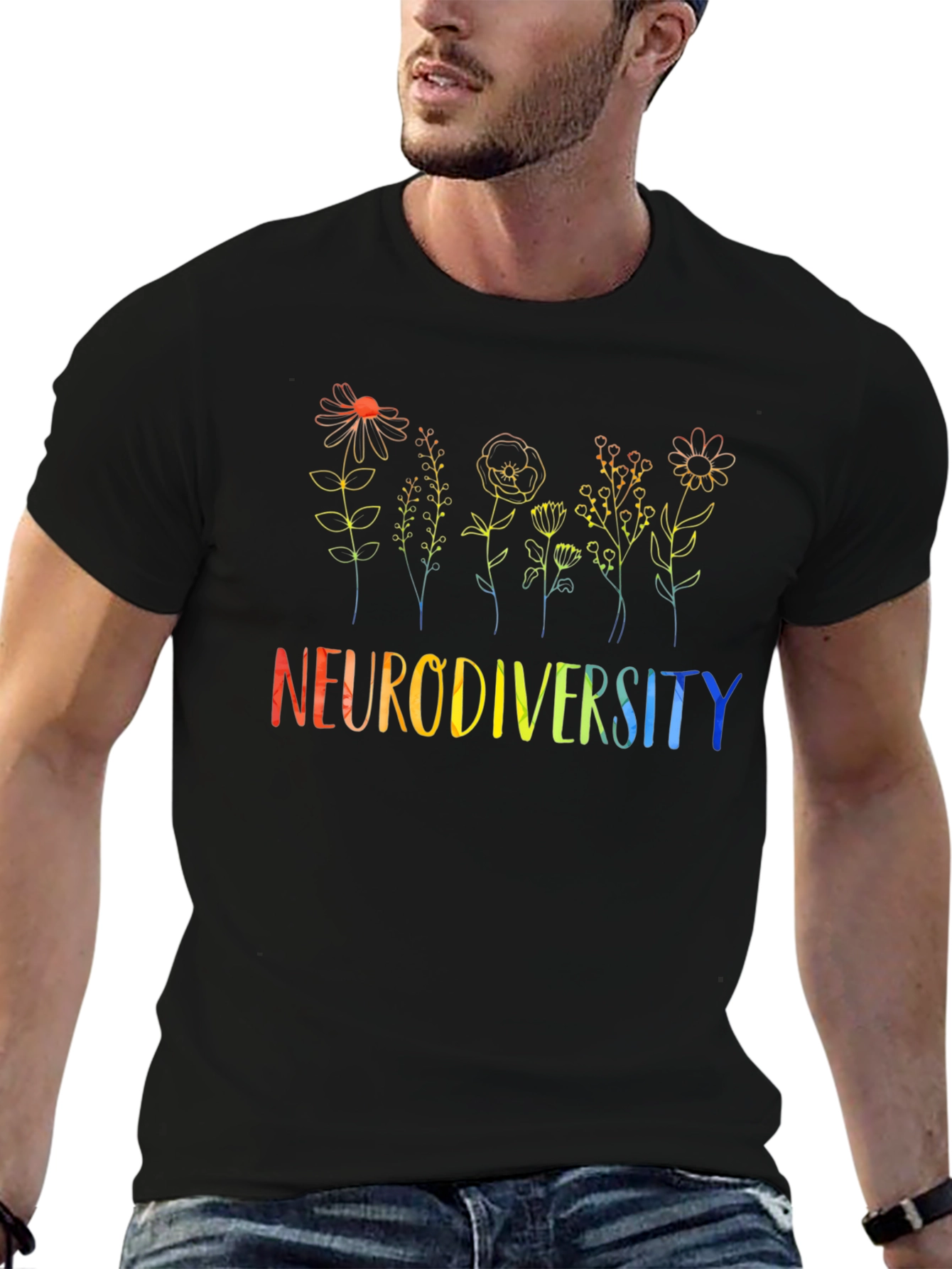 Neurodiversity Flower Graphic Tee - Black