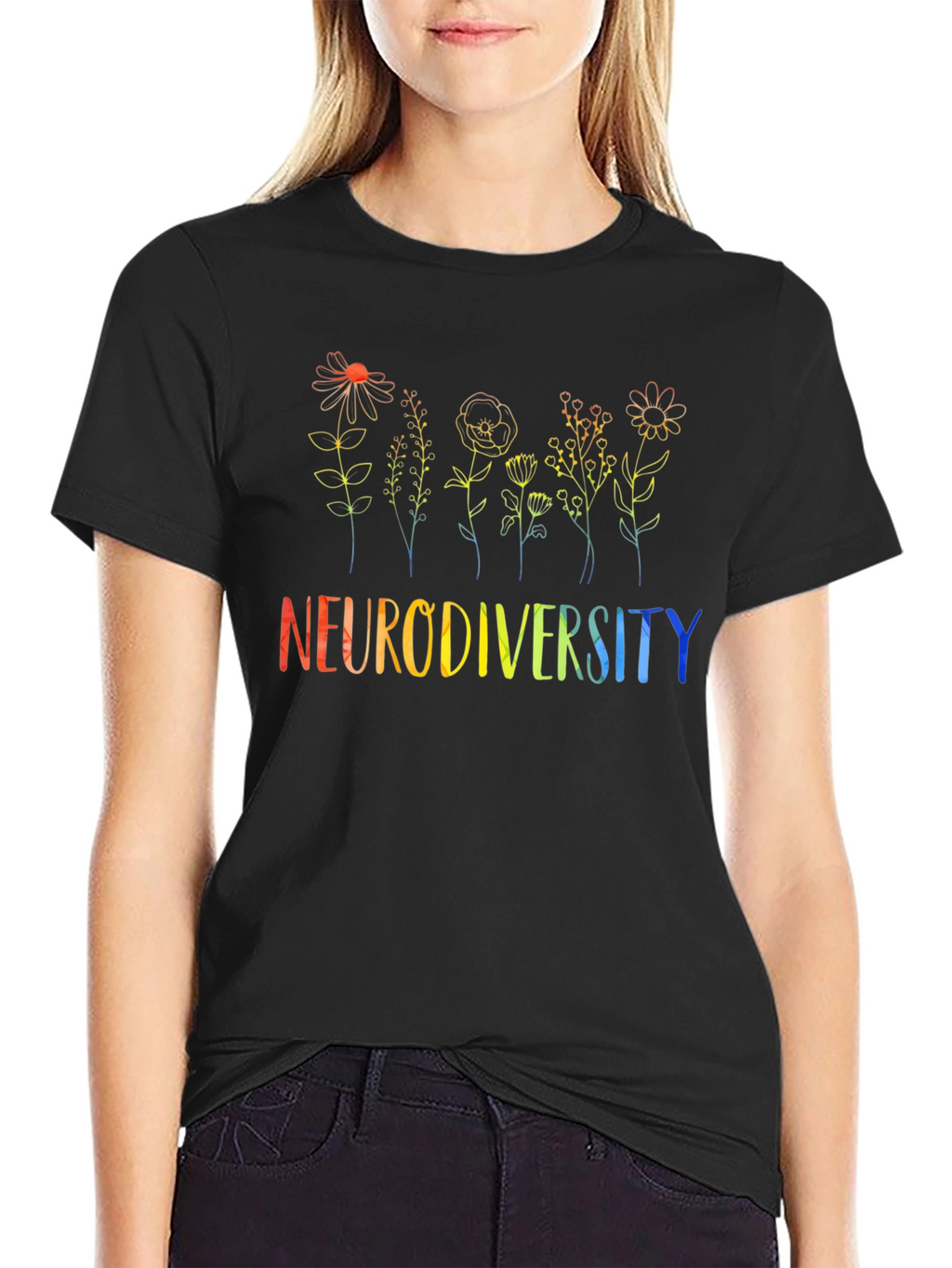 Neurodiversity Flower Graphic Tee - Black
