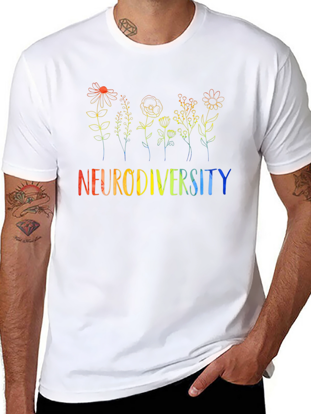 Neurodiversity Flower Graphic Tee - Black
