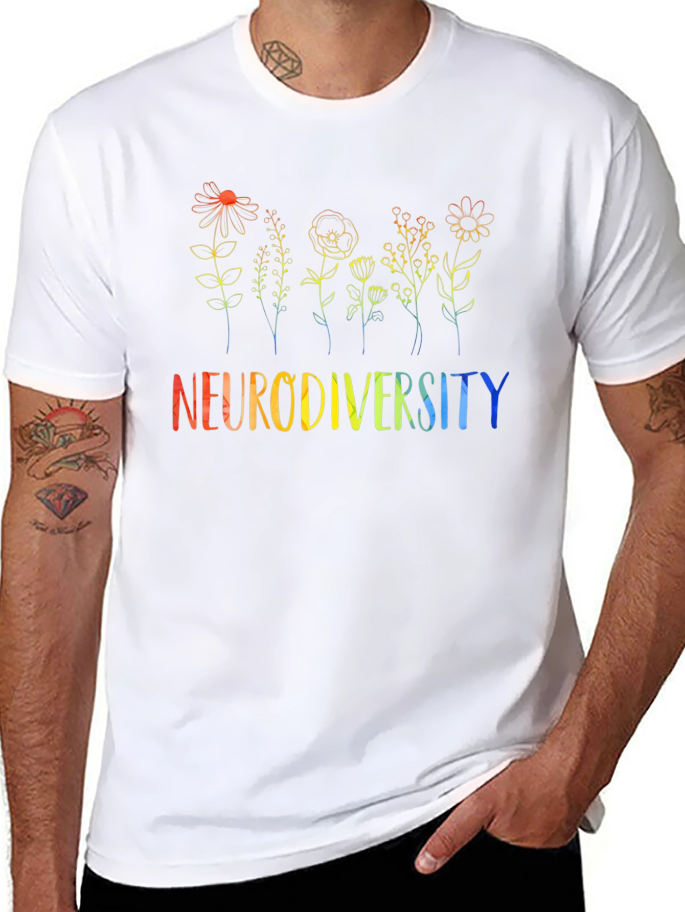Neurodiversity Flower Graphic Tee - Black